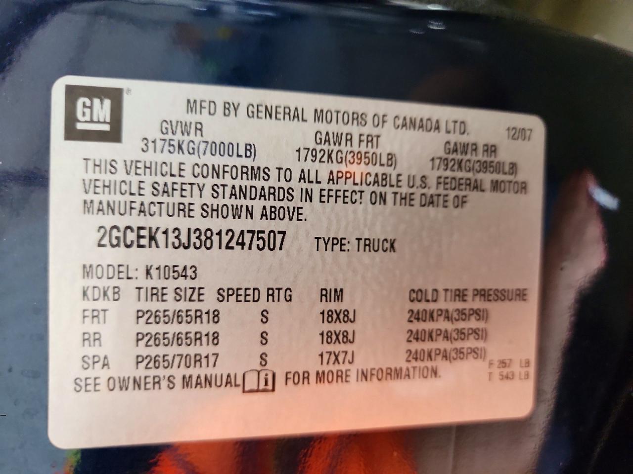2008 Chevrolet Silverado K1500 Blue vin: 2GCEK13J381247507