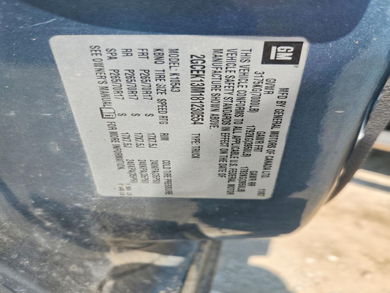 2008 Chevrolet Silverado K1500 Blue vin: 2GCEK13M181230554