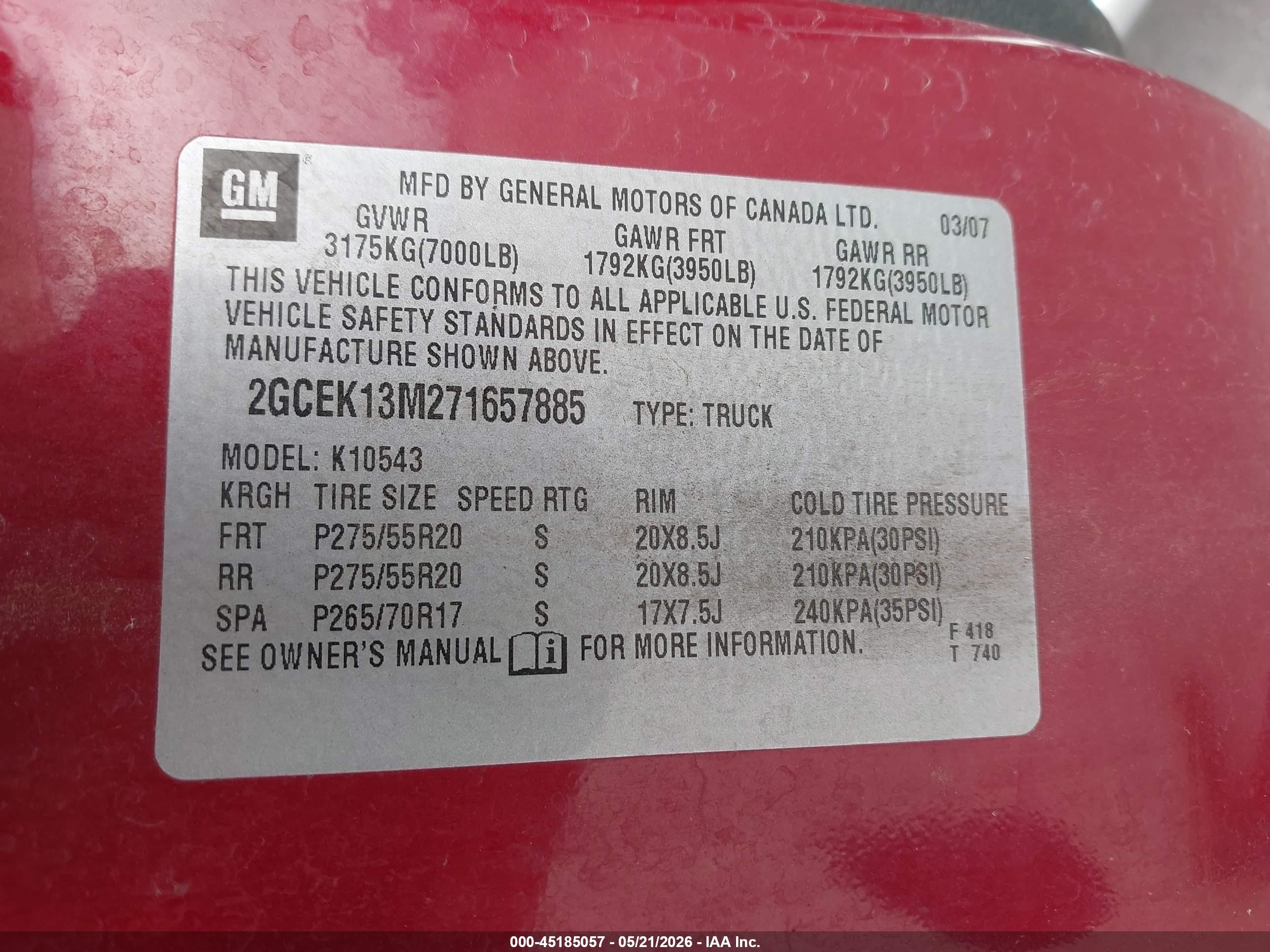 2007 Chevrolet Silverado 1500 Ltz Maroon vin: 2GCEK13M271657885