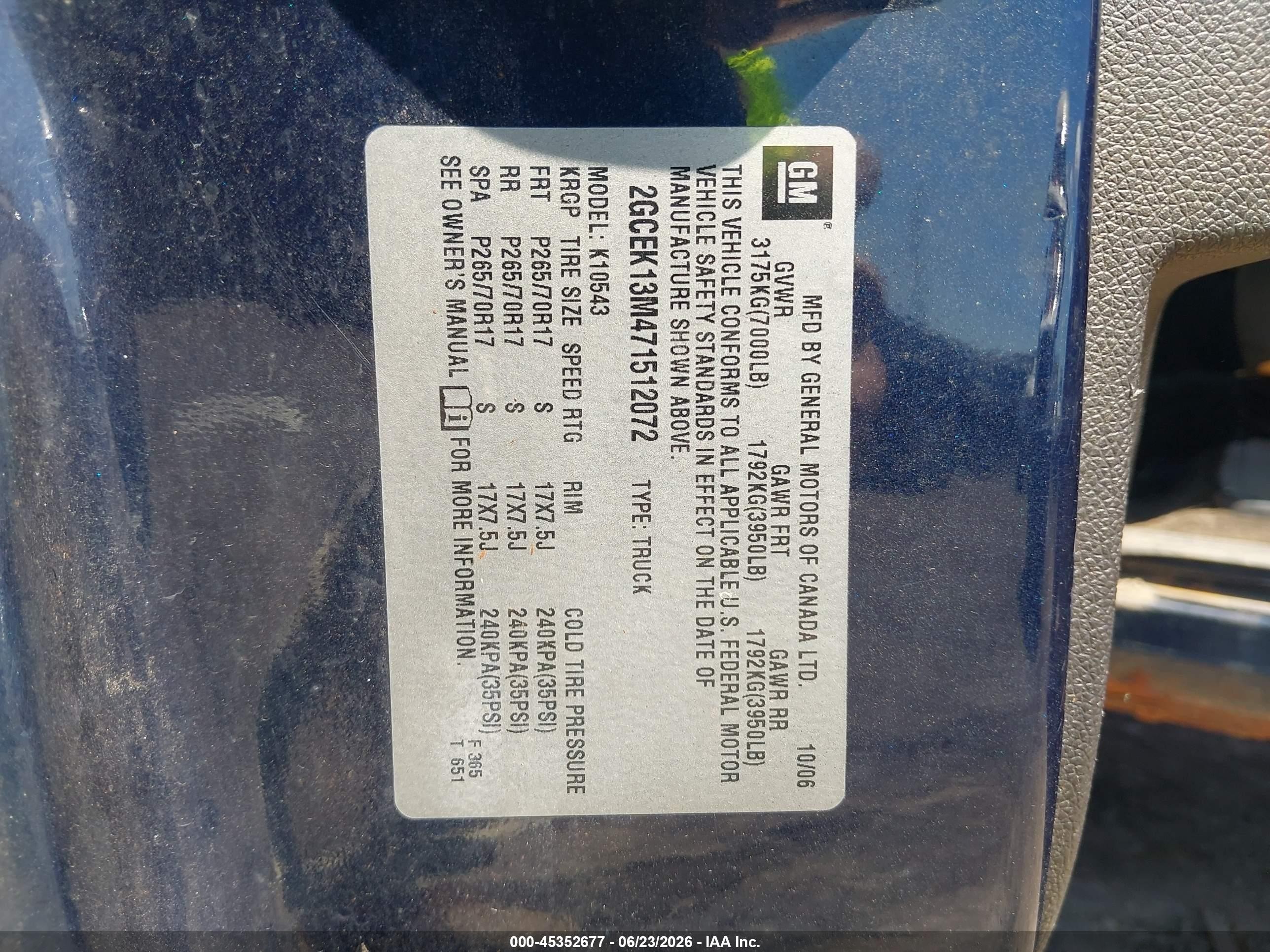 2007 Chevrolet Silverado 1500 Lt1 Blue vin: 2GCEK13M471512072