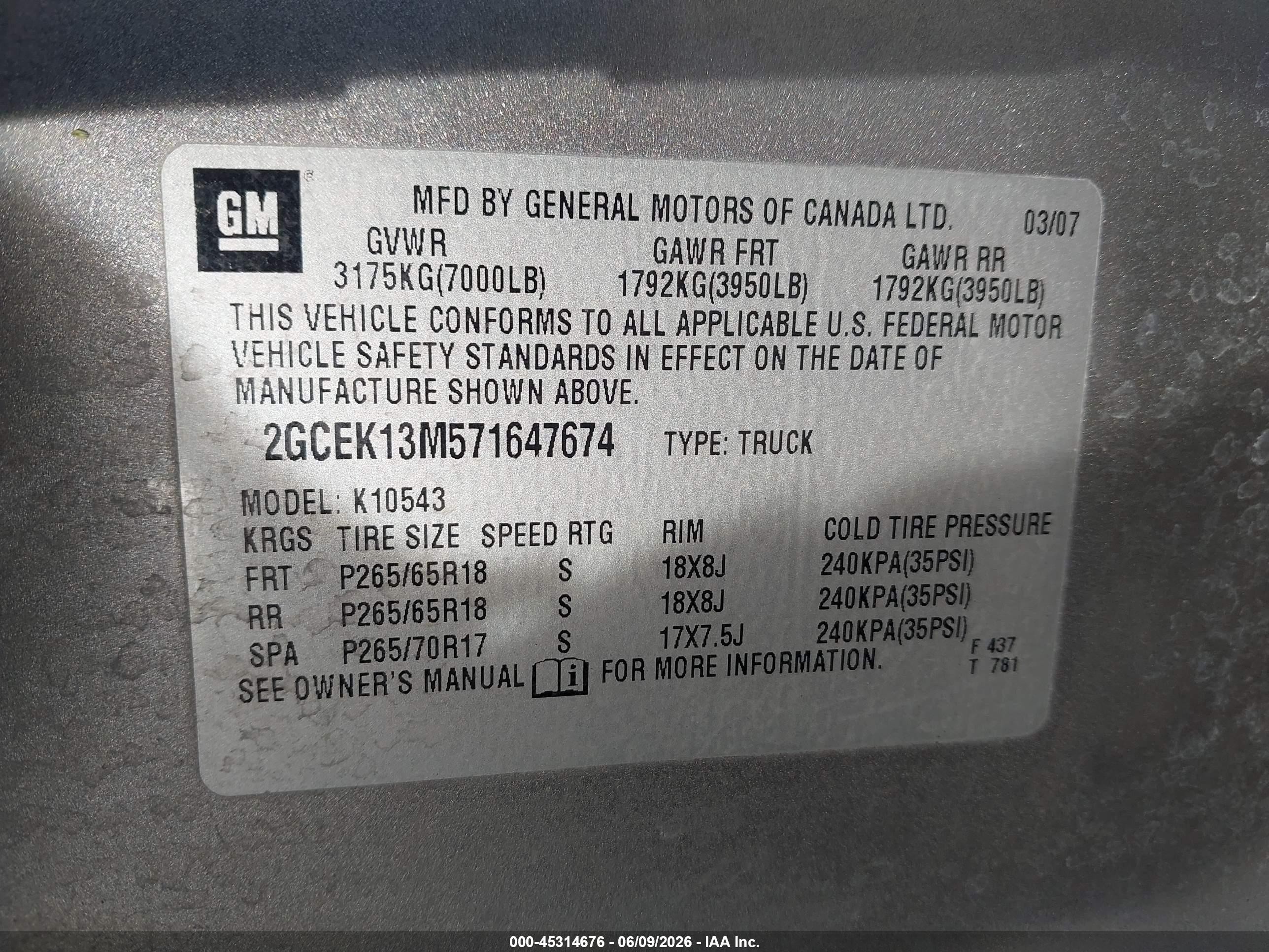 2007 Chevrolet Silverado 1500 Lt2 Tan vin: 2GCEK13M571647674