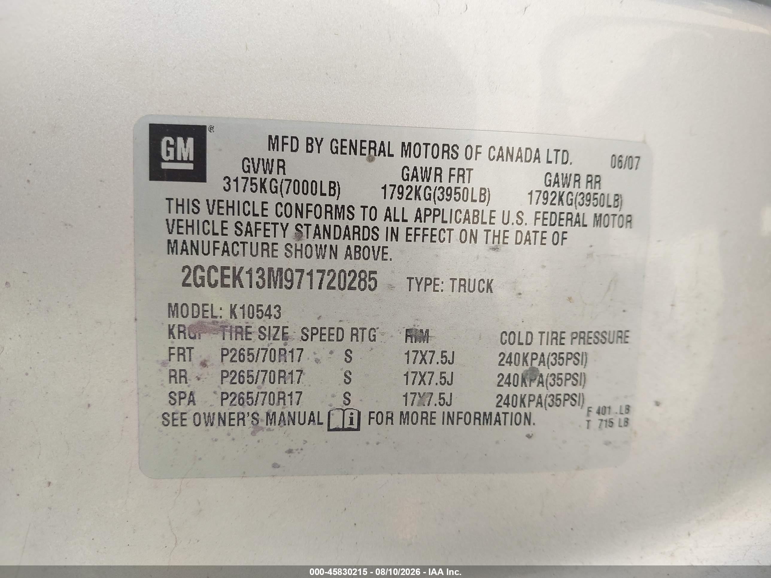 2007 Chevrolet Silverado 1500 Work Truck Silver vin: 2GCEK13M971720285