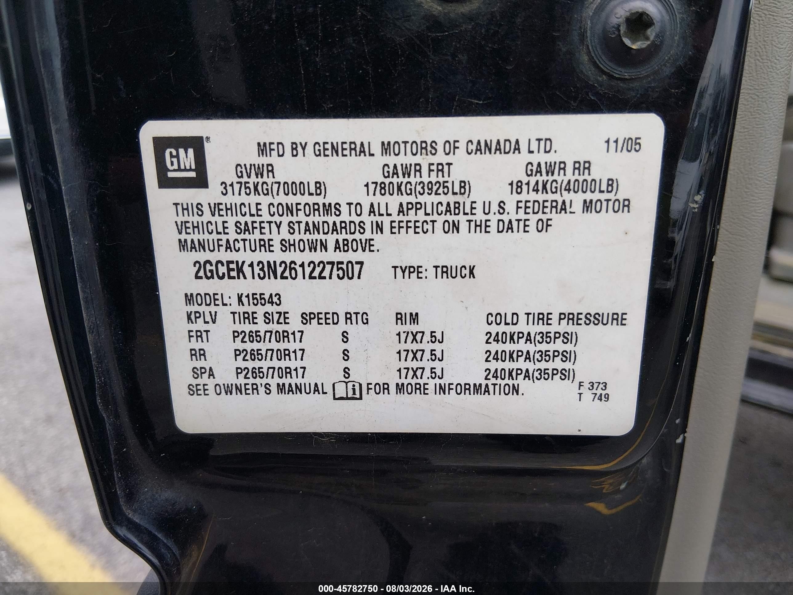 2006 Chevrolet Silverado 1500 Lt2 Black vin: 2GCEK13N261227507