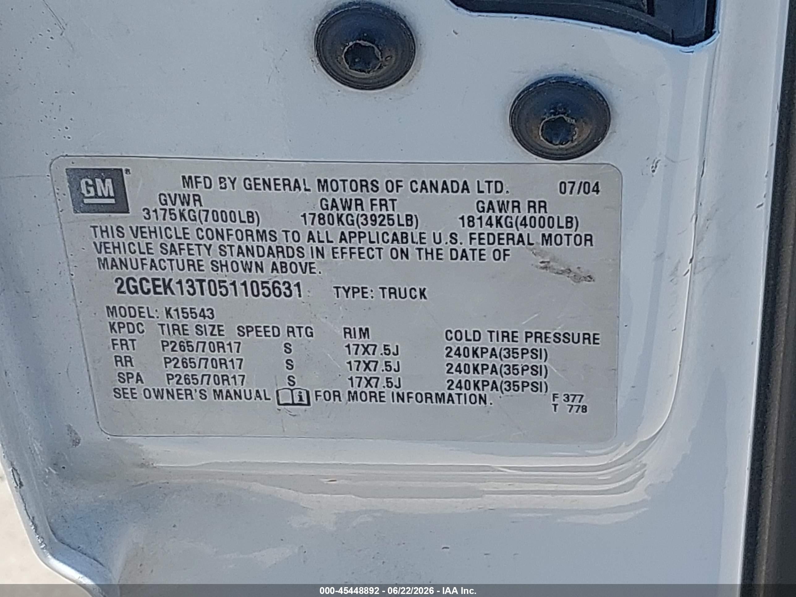 2005 Chevrolet Silverado 1500 Ls White vin: 2GCEK13T051105631