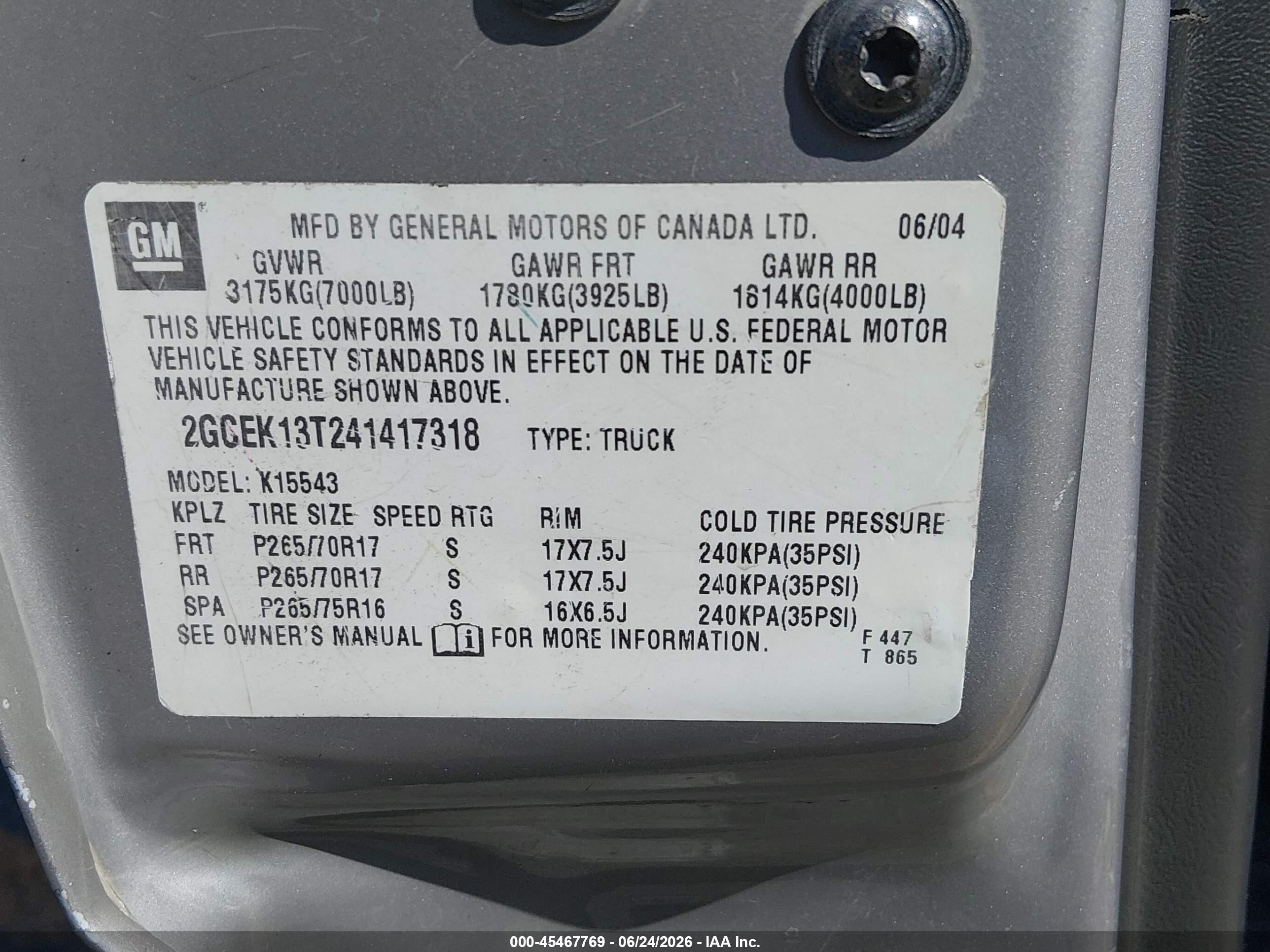 2004 Chevrolet Silverado 1500 Z71 Champagne vin: 2GCEK13T241417318