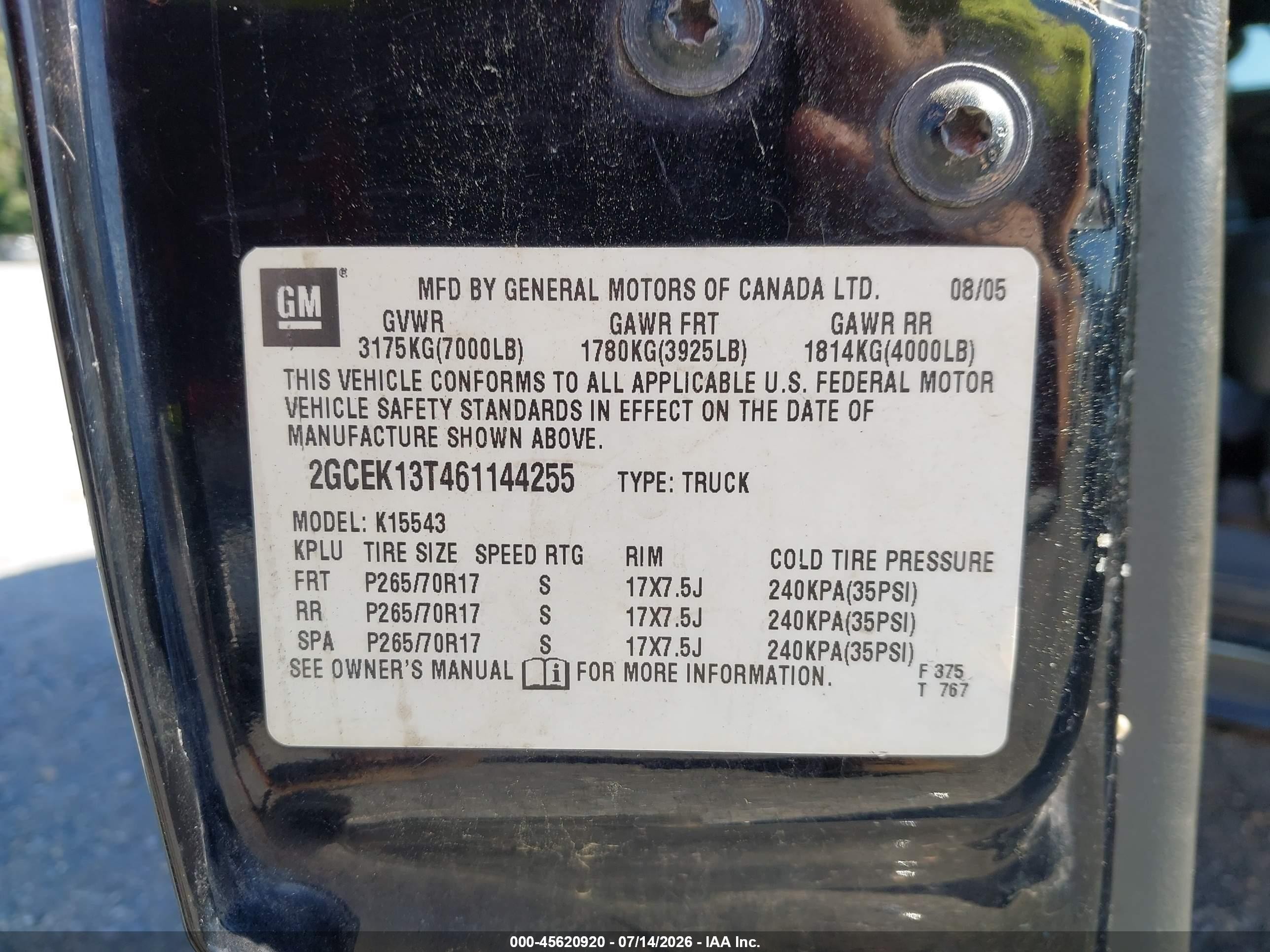 2006 Chevrolet Silverado 1500 Lt1 Black vin: 2GCEK13T461144255