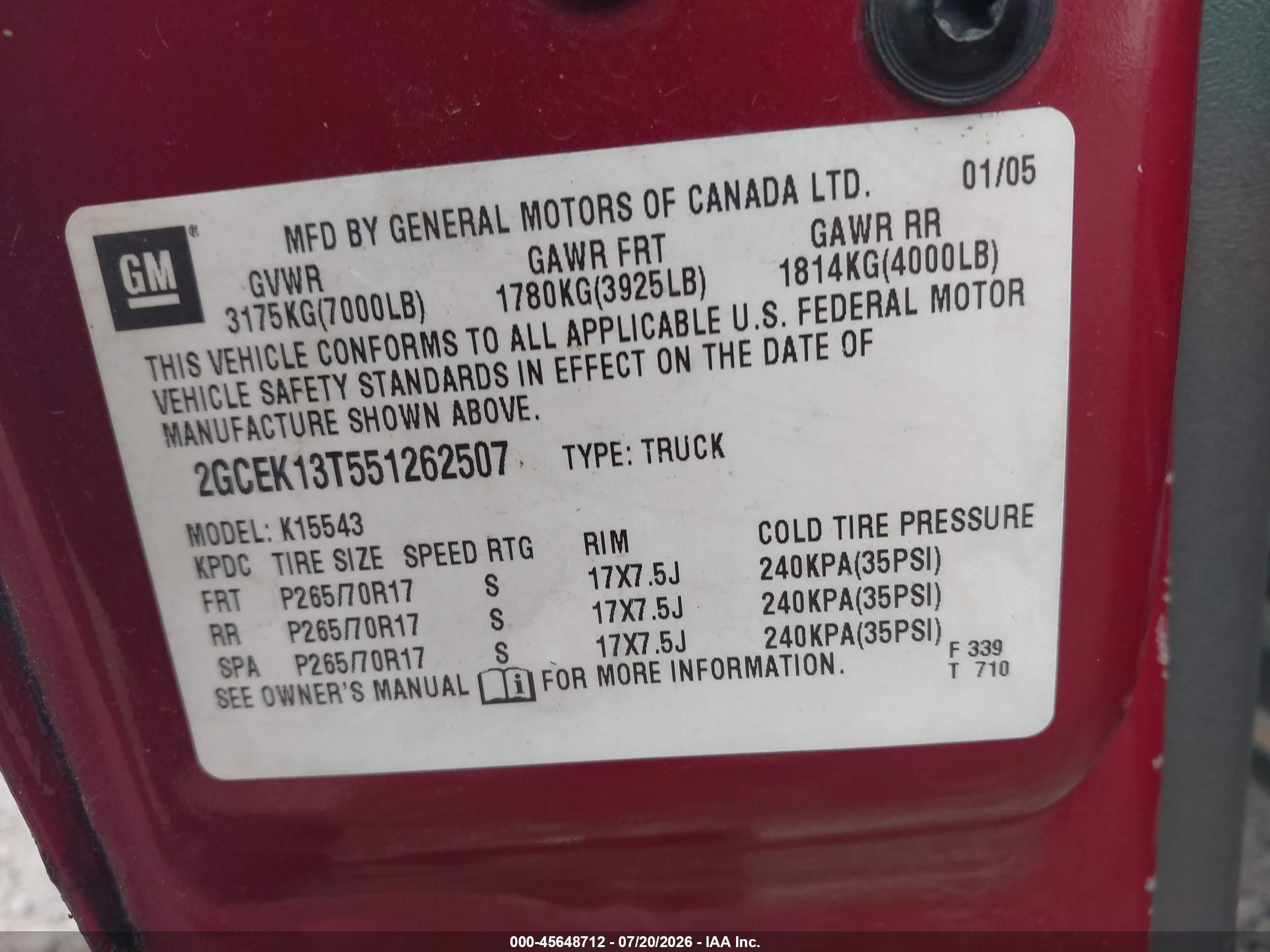 2005 Chevrolet Silverado 1500 Z71 Maroon vin: 2GCEK13T551262507