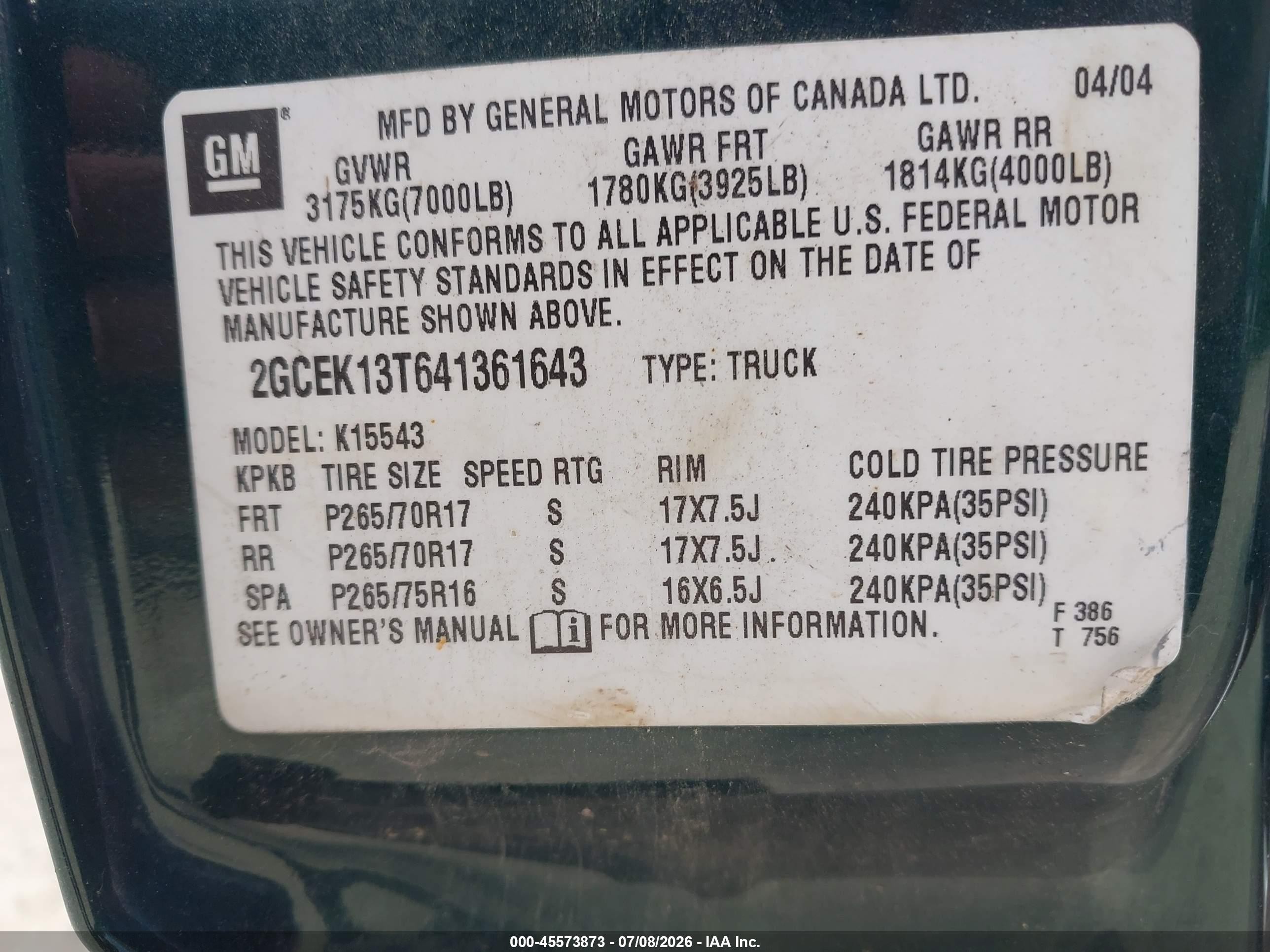 2004 Chevrolet Silverado 1500 Z71 Зеленый vin: 2GCEK13T641361643