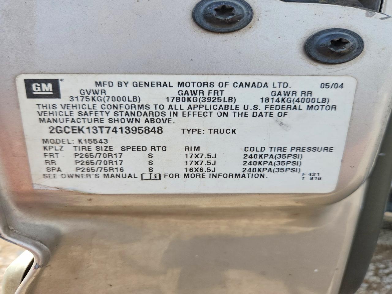 2004 Chevrolet Silverado K1500 Silver vin: 2GCEK13T741395848