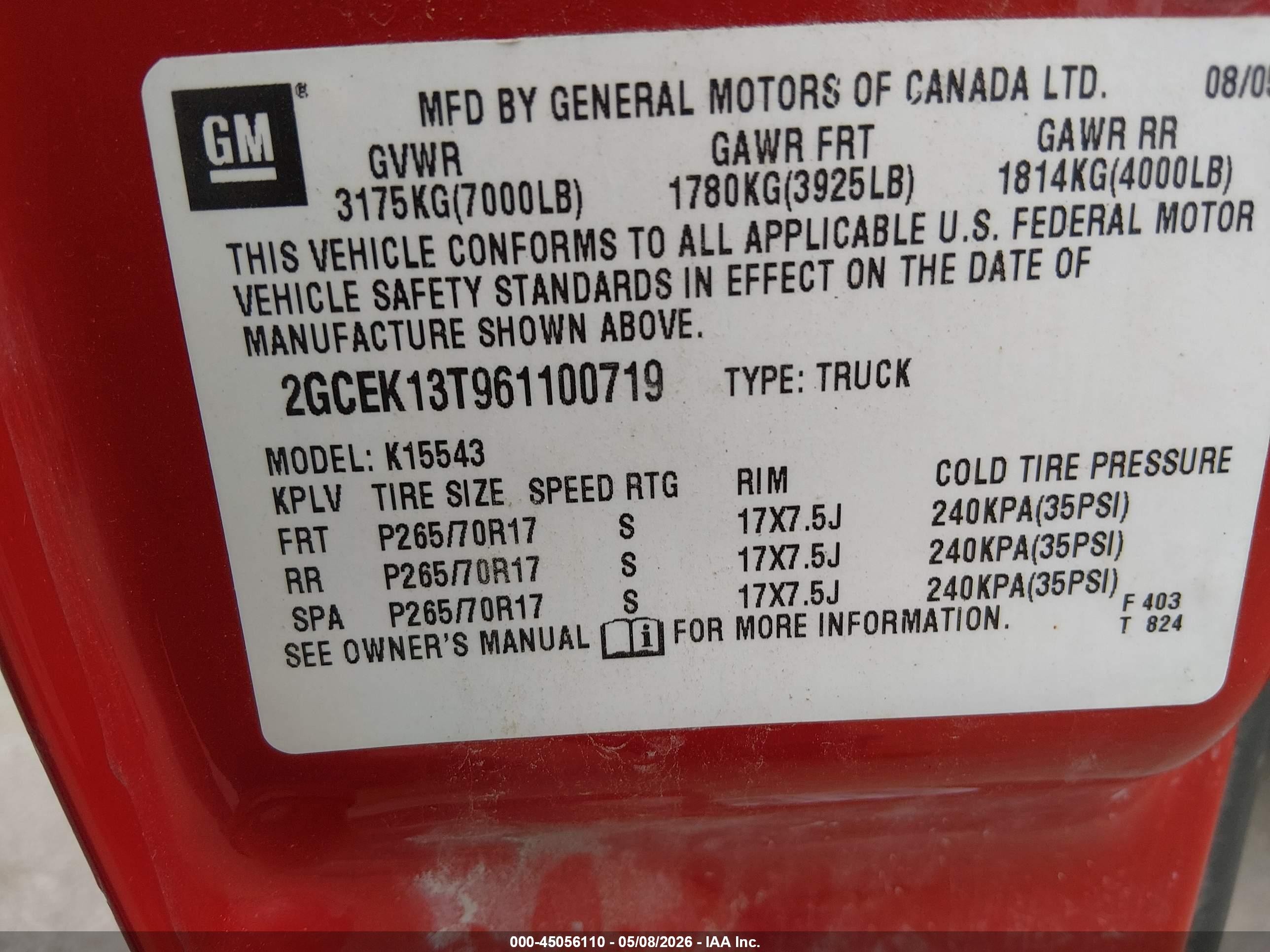 2006 Chevrolet Silverado 1500 Lt3 Red vin: 2GCEK13T961100719