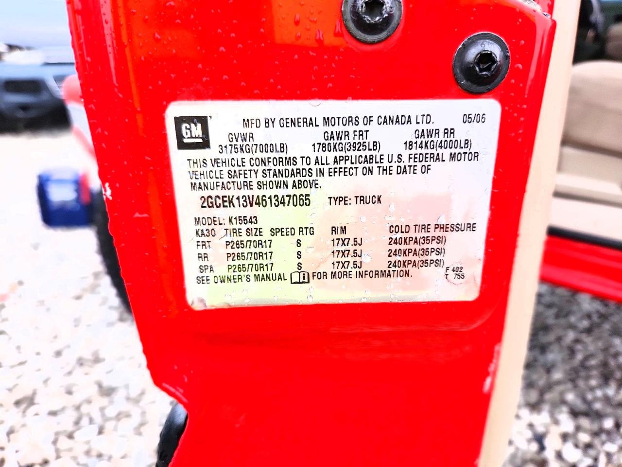 2006 Chevrolet Silverado K1500 Red vin: 2GCEK13V461347065