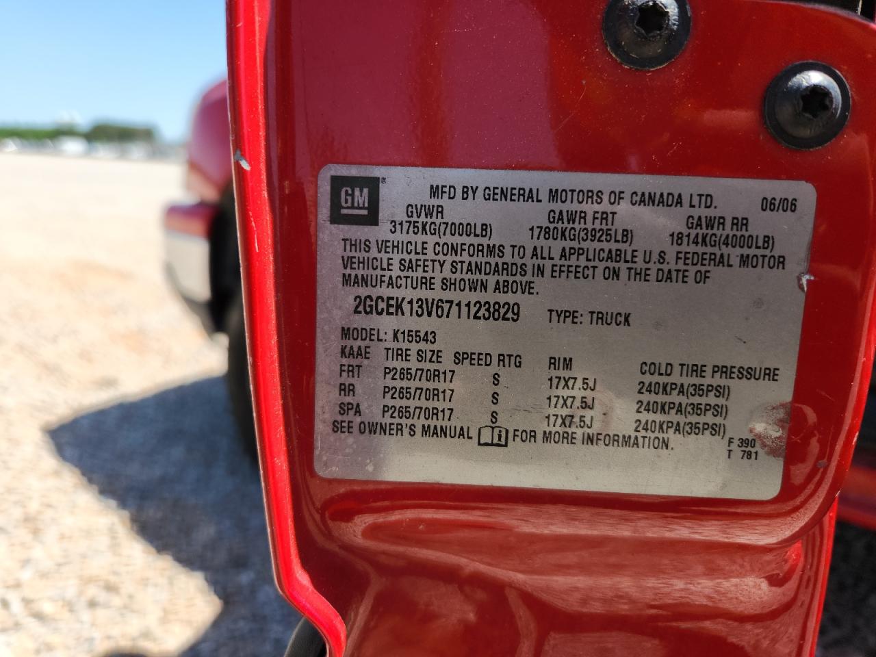 2007 Chevrolet Silverado K1500 Classic Crew Cab Red vin: 2GCEK13V671123829