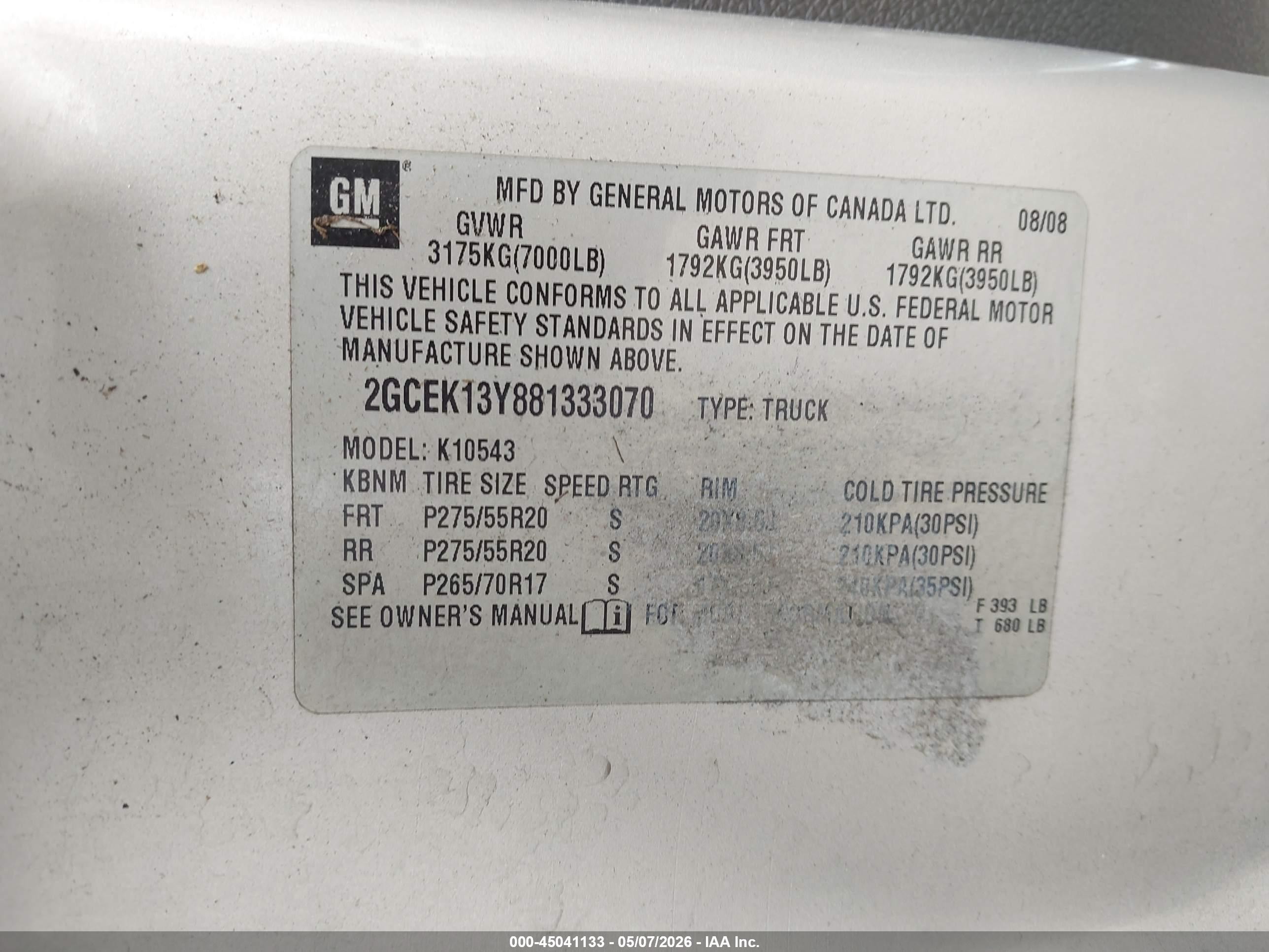 2008 Chevrolet Silverado 1500 Ltz Серебряный vin: 2GCEK13Y881333070