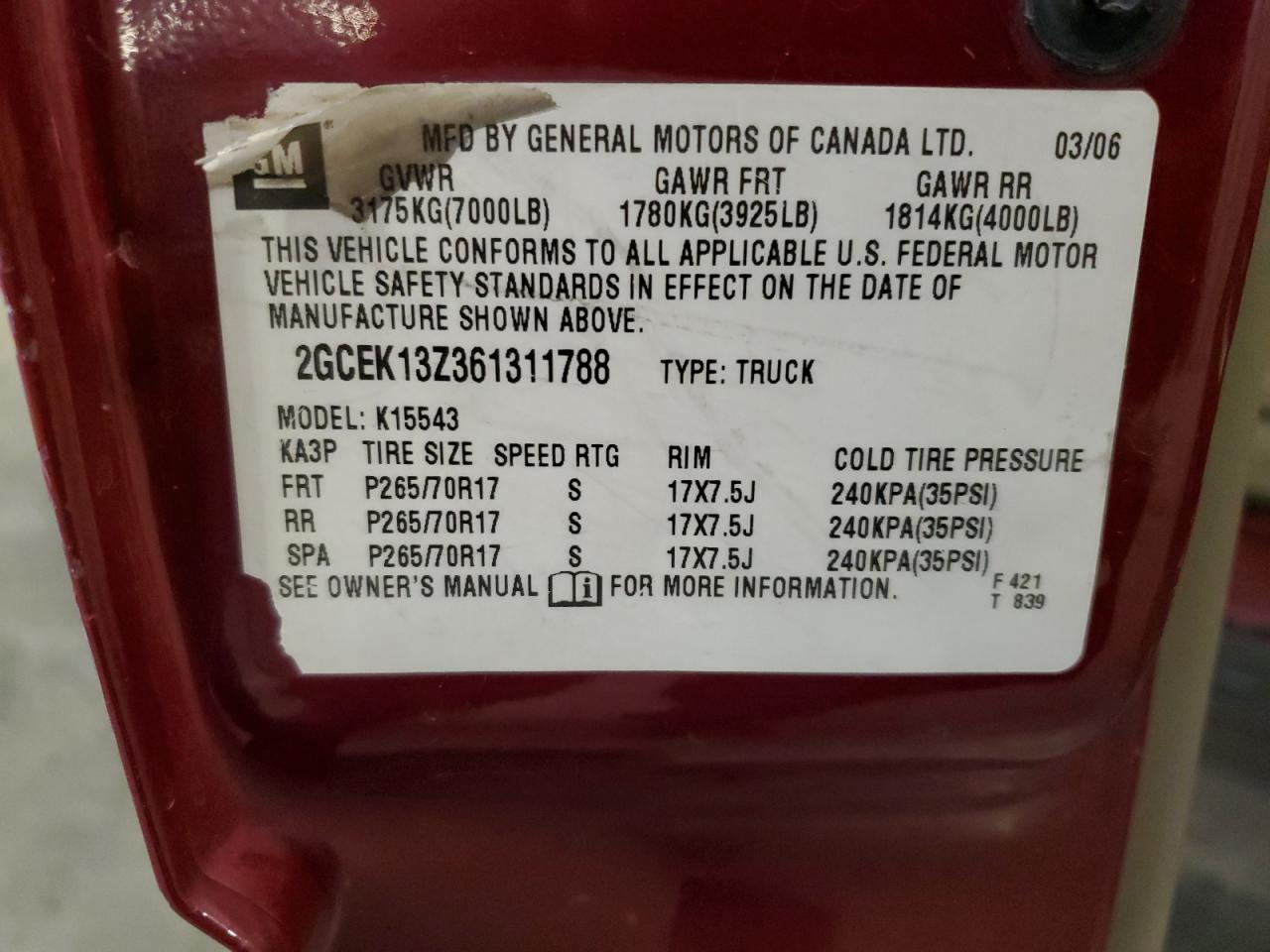 2006 Chevrolet Silverado K1500 Maroon vin: 2GCEK13Z361311788