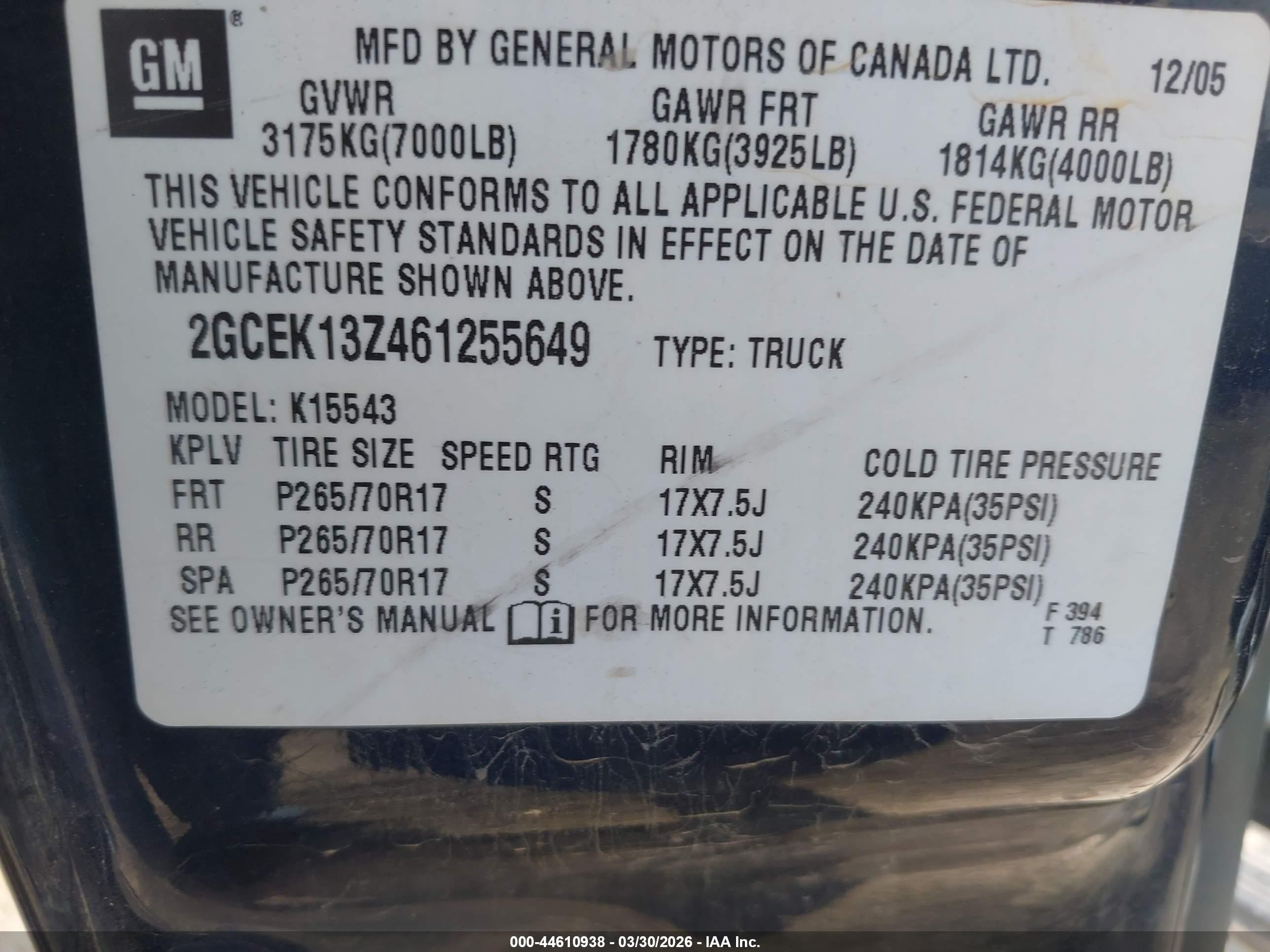 2006 Chevrolet Silverado 1500 Lt2 Dark Blue vin: 2GCEK13Z461255649