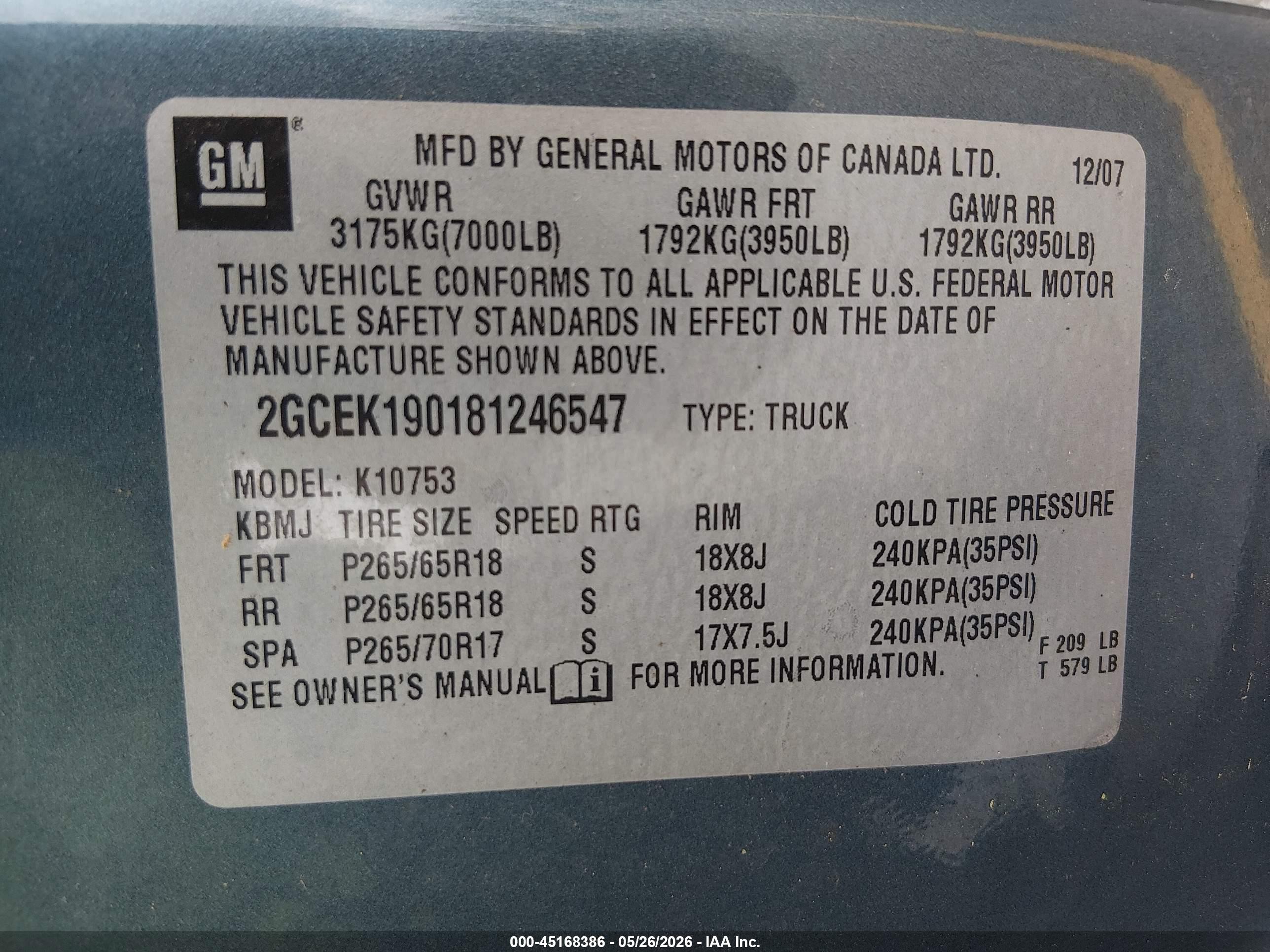 2008 Chevrolet Silverado 1500 Lt1 Синий vin: 2GCEK190181246547