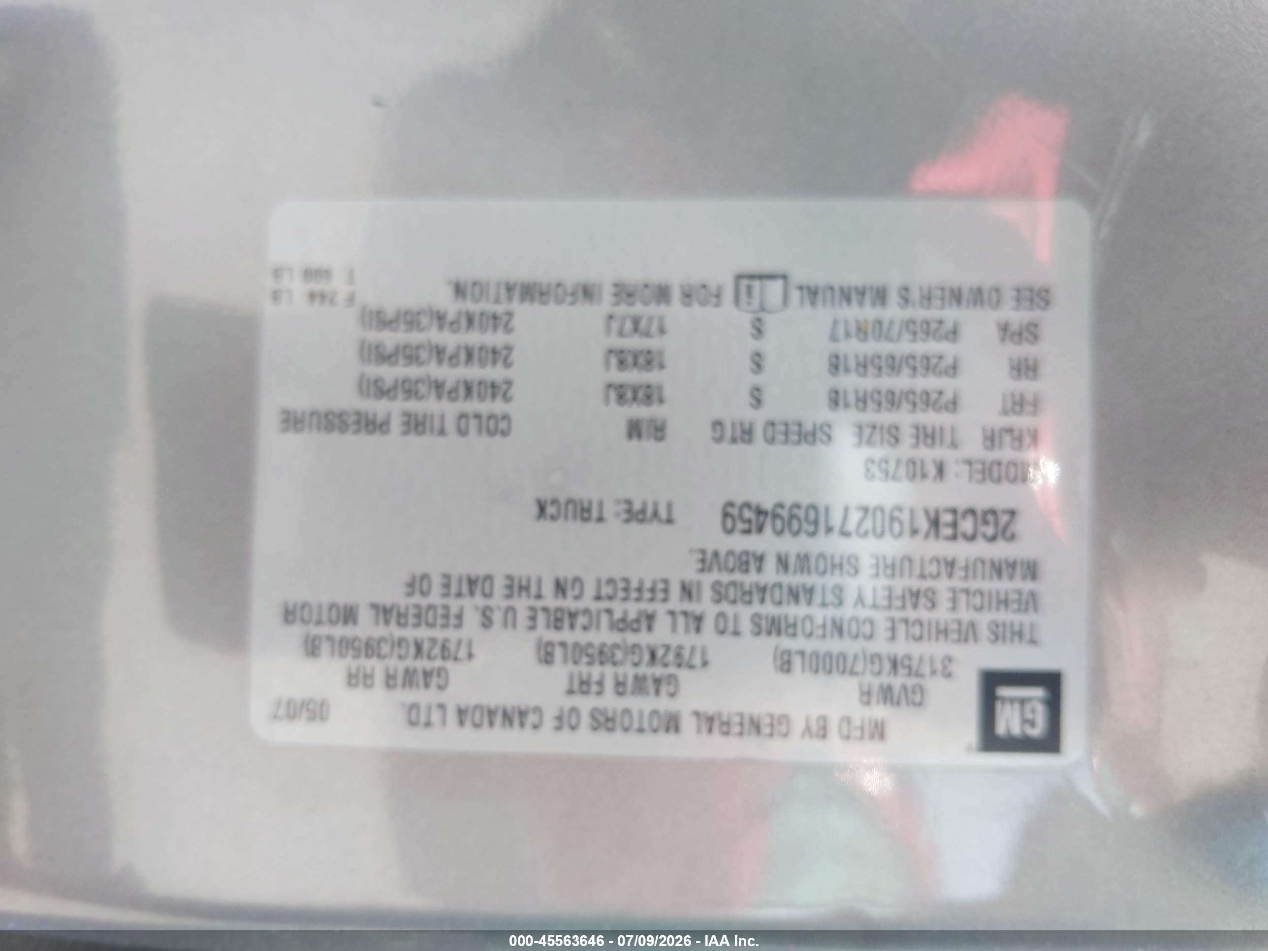 2007 Chevrolet Silverado 1500 Lt1 Серый vin: 2GCEK190271699459