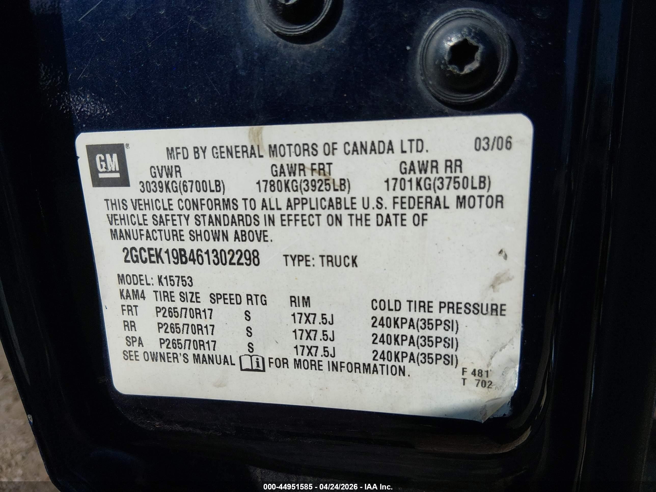 2006 Chevrolet Silverado 1500 Lt1 Navy vin: 2GCEK19B461302298
