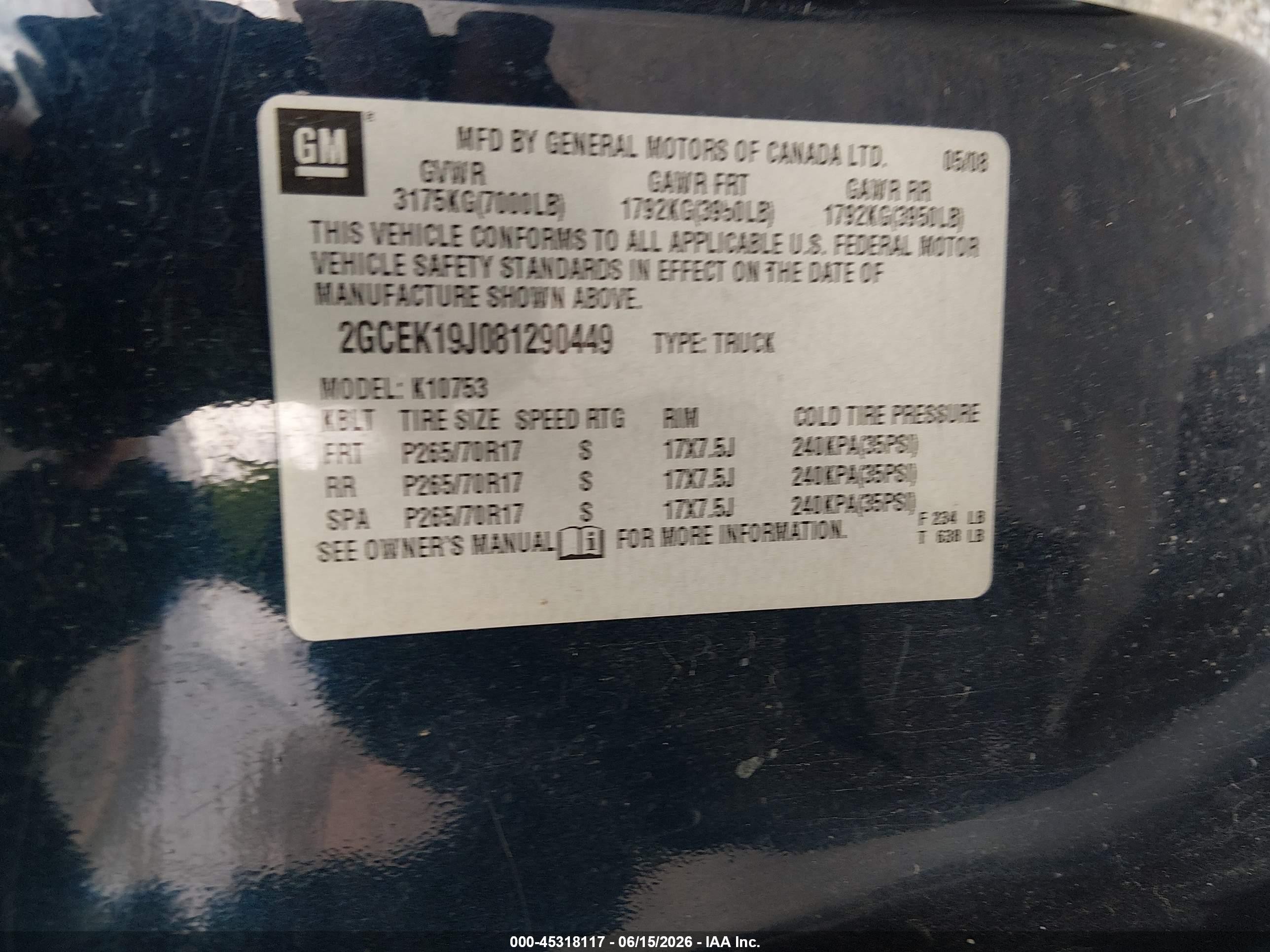 2008 Chevrolet Silverado 1500 Lt1 Синий vin: 2GCEK19J081290449