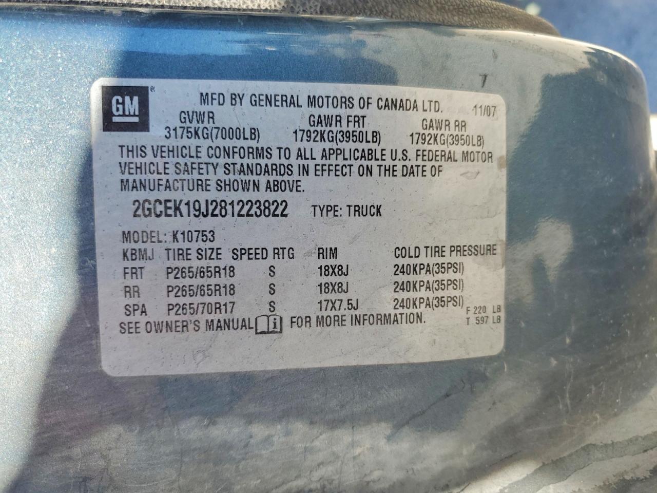 2008 Chevrolet Silverado K1500 Gray vin: 2GCEK19J281223822