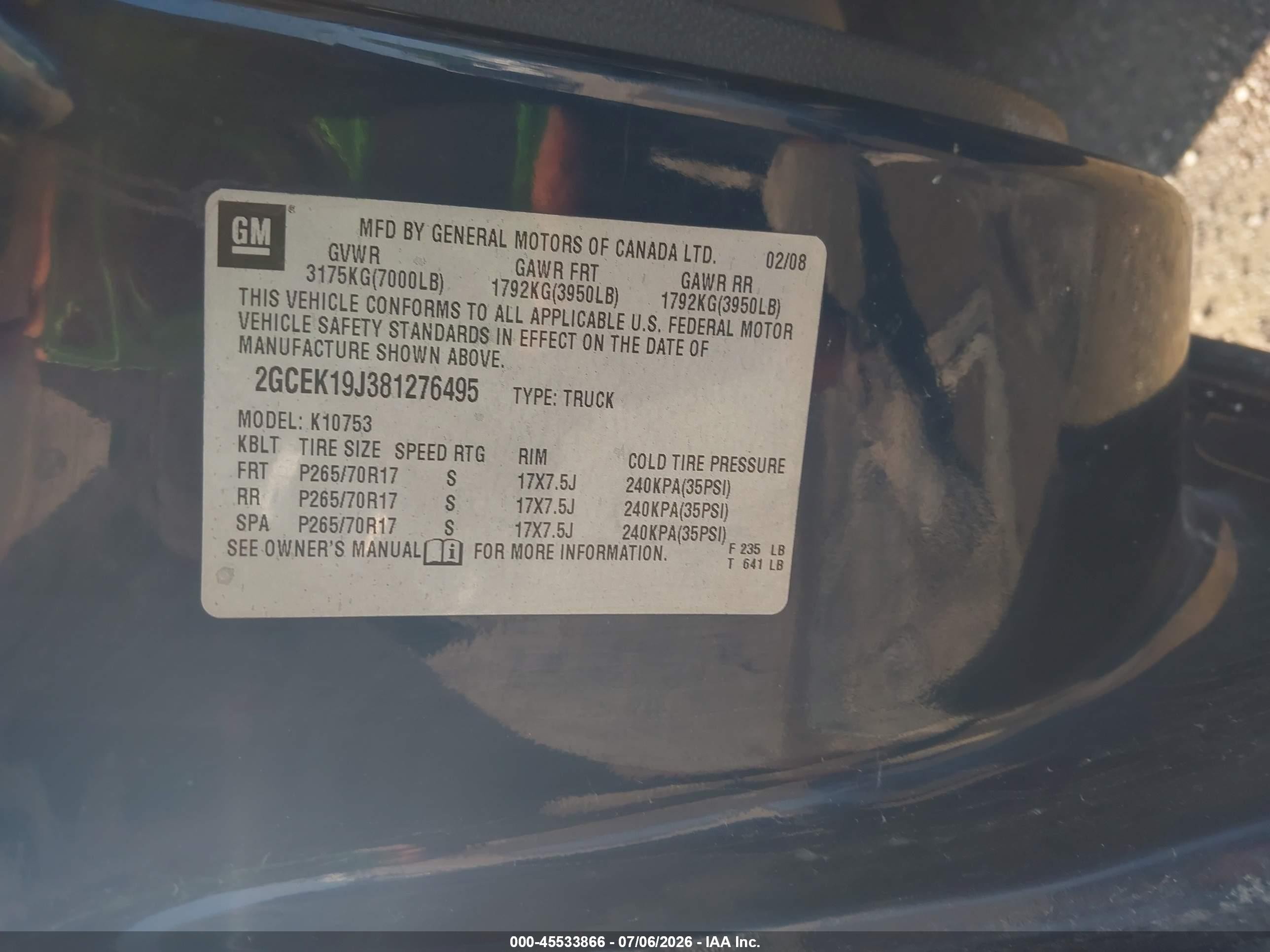 2008 Chevrolet Silverado 1500 Lt1 Blue vin: 2GCEK19J381276495