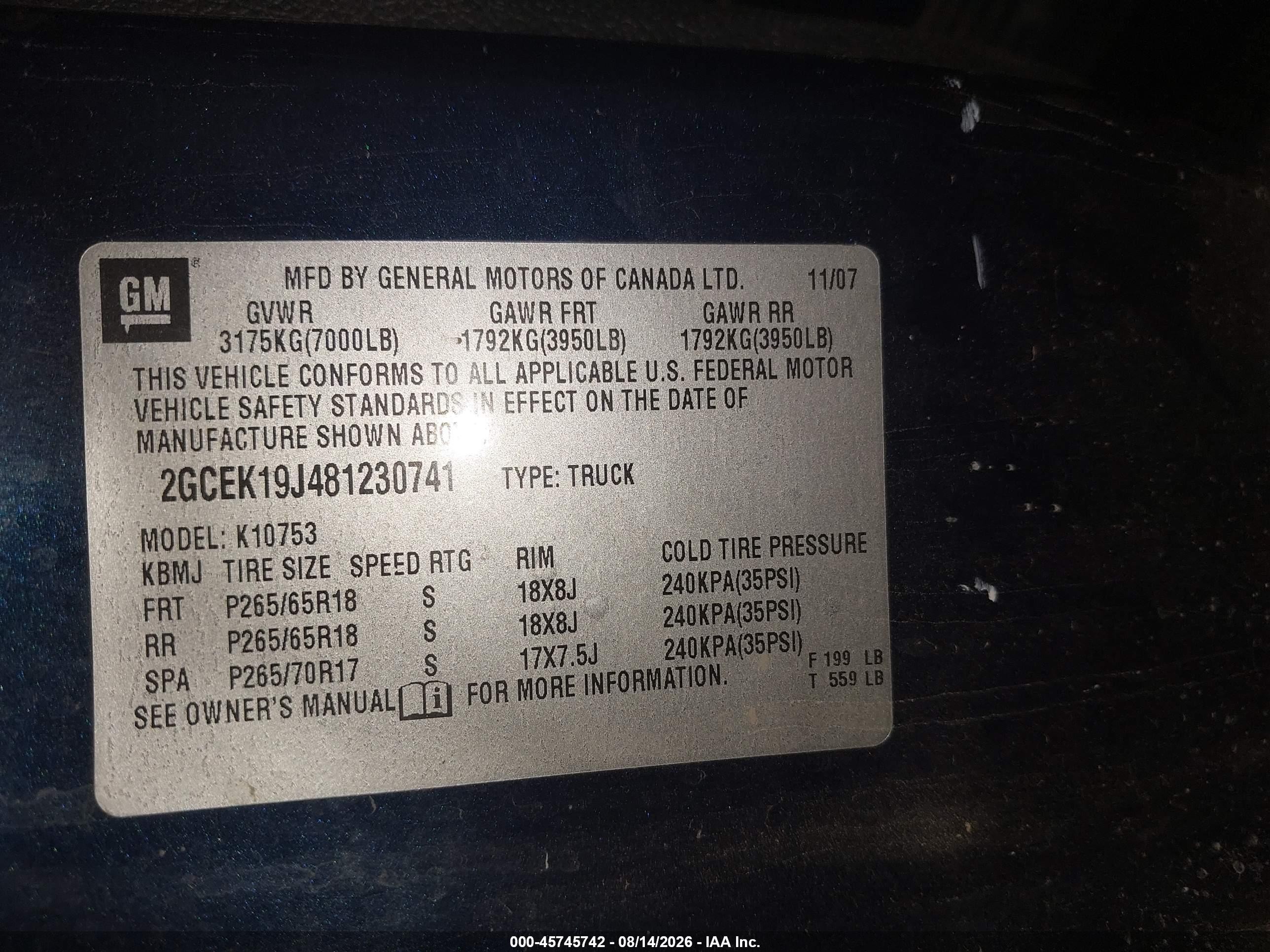 2008 Chevrolet Silverado 1500 Lt1 Blue vin: 2GCEK19J481230741