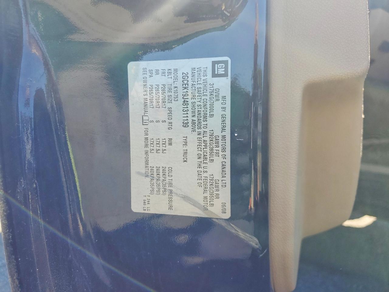 2008 Chevrolet Silverado K1500 Синий vin: 2GCEK19J481311139