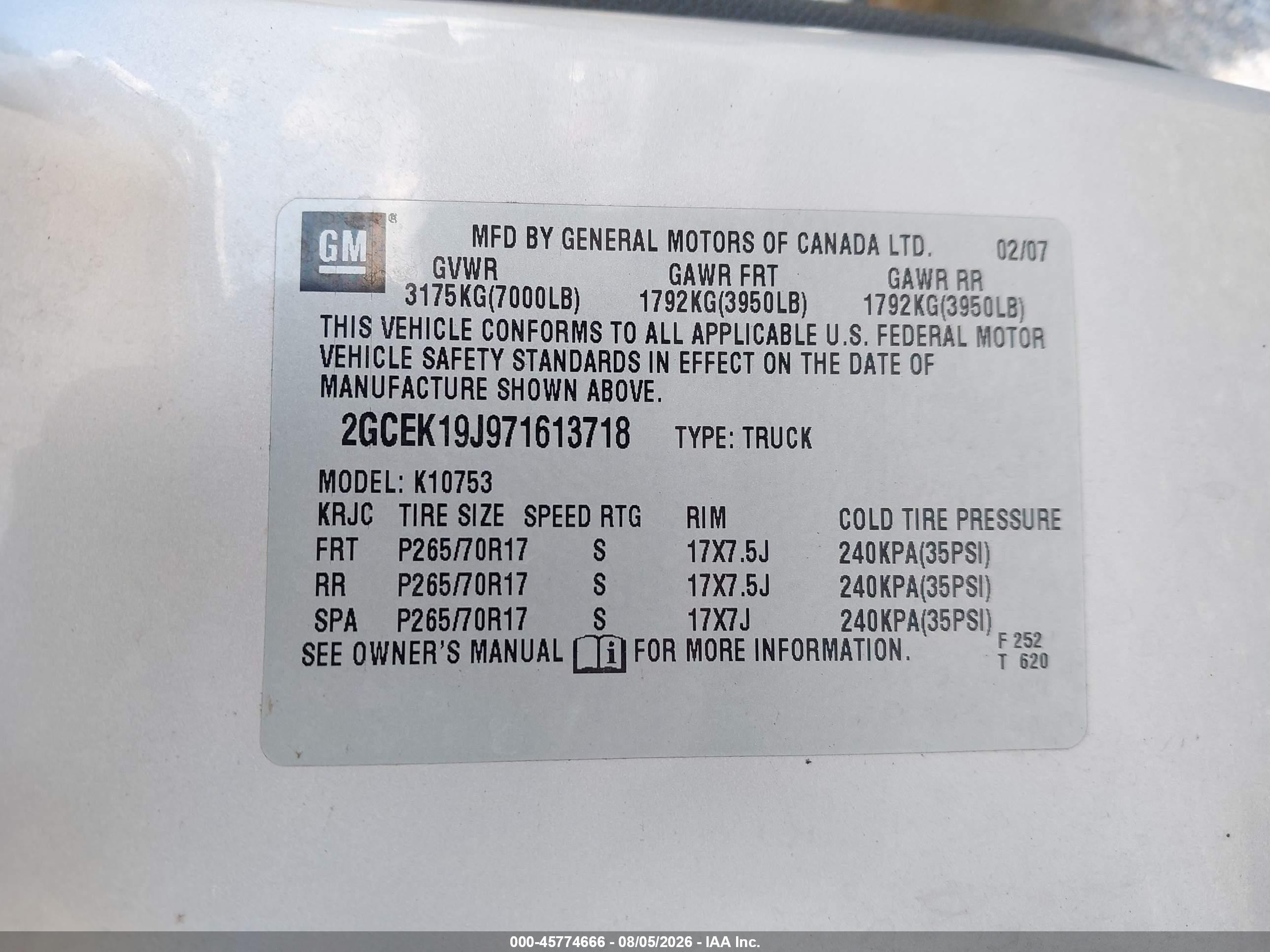 2007 Chevrolet Silverado 1500 Lt1 Серебряный vin: 2GCEK19J971613718