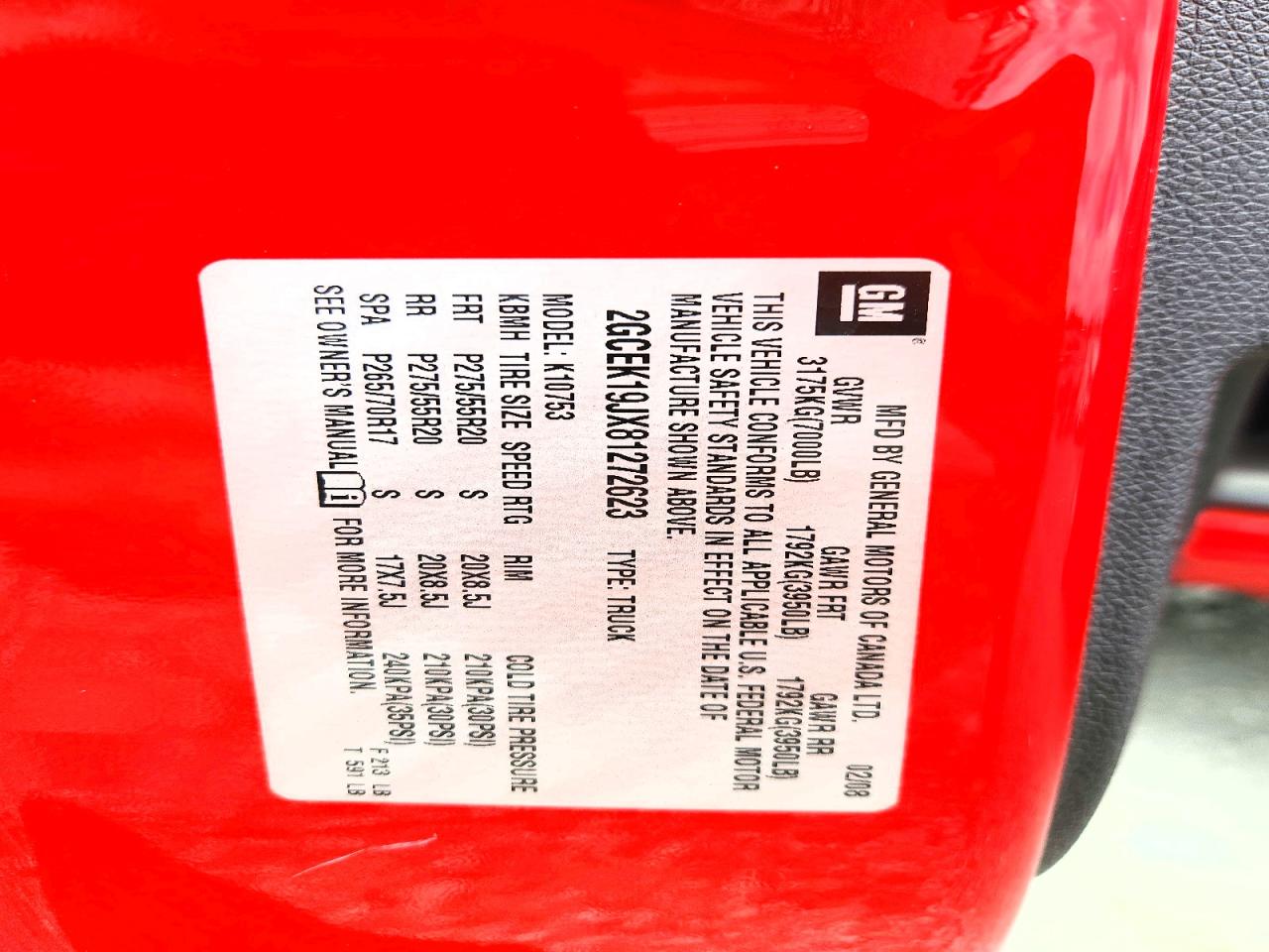 2008 Chevrolet Silverado K1500 Red vin: 2GCEK19JX81272623