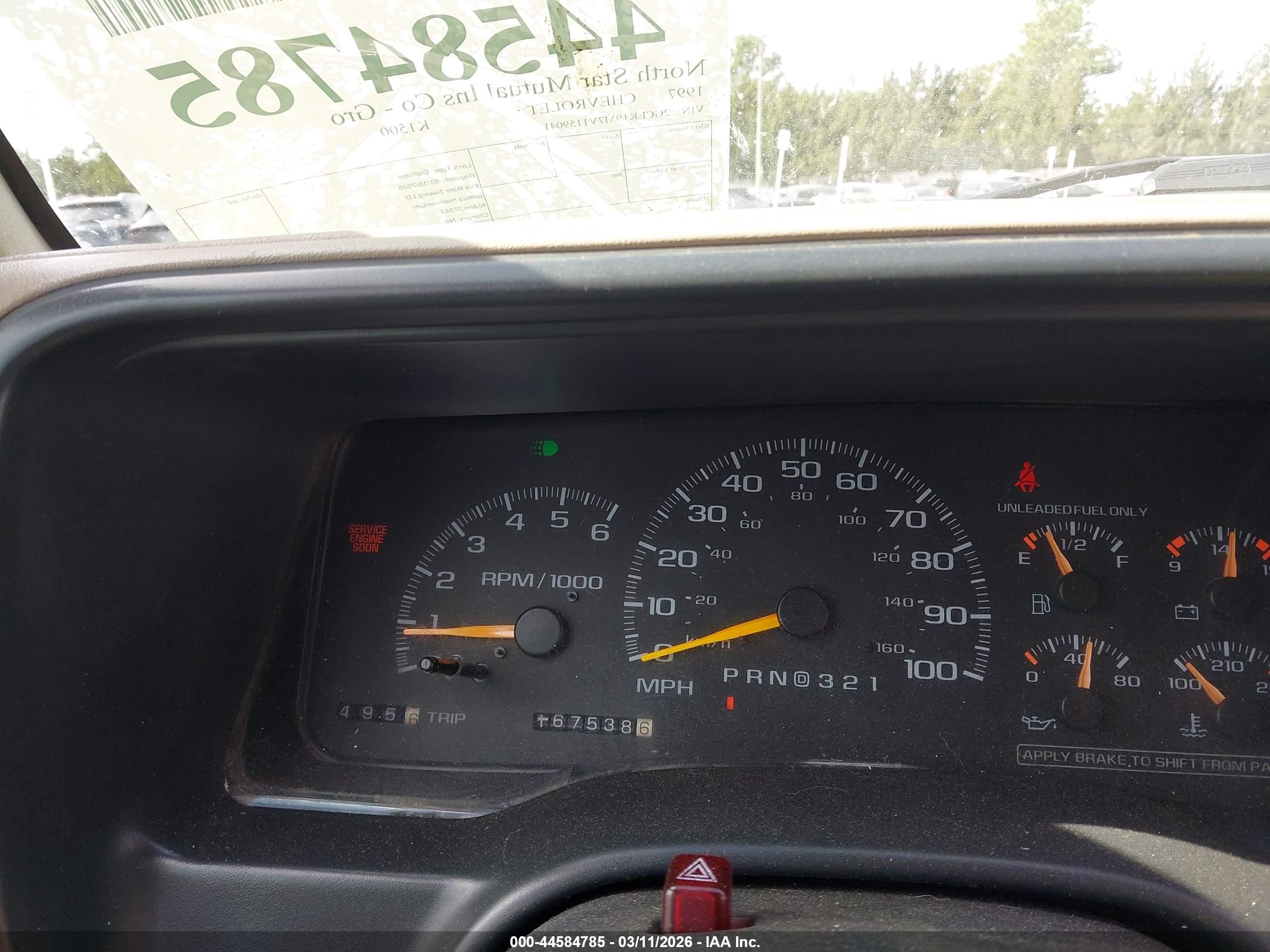 1997 Chevrolet K1500 Fleetside Желто-коричневый vin: 2GCEK19M7V1159041