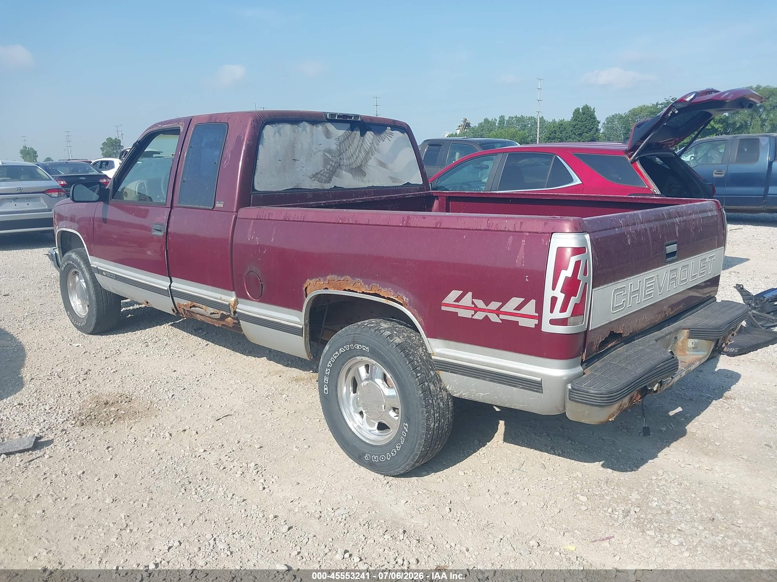 1996 Chevrolet Gmt-400 K1500 Maroon vin: 2GCEK19R0T1240584