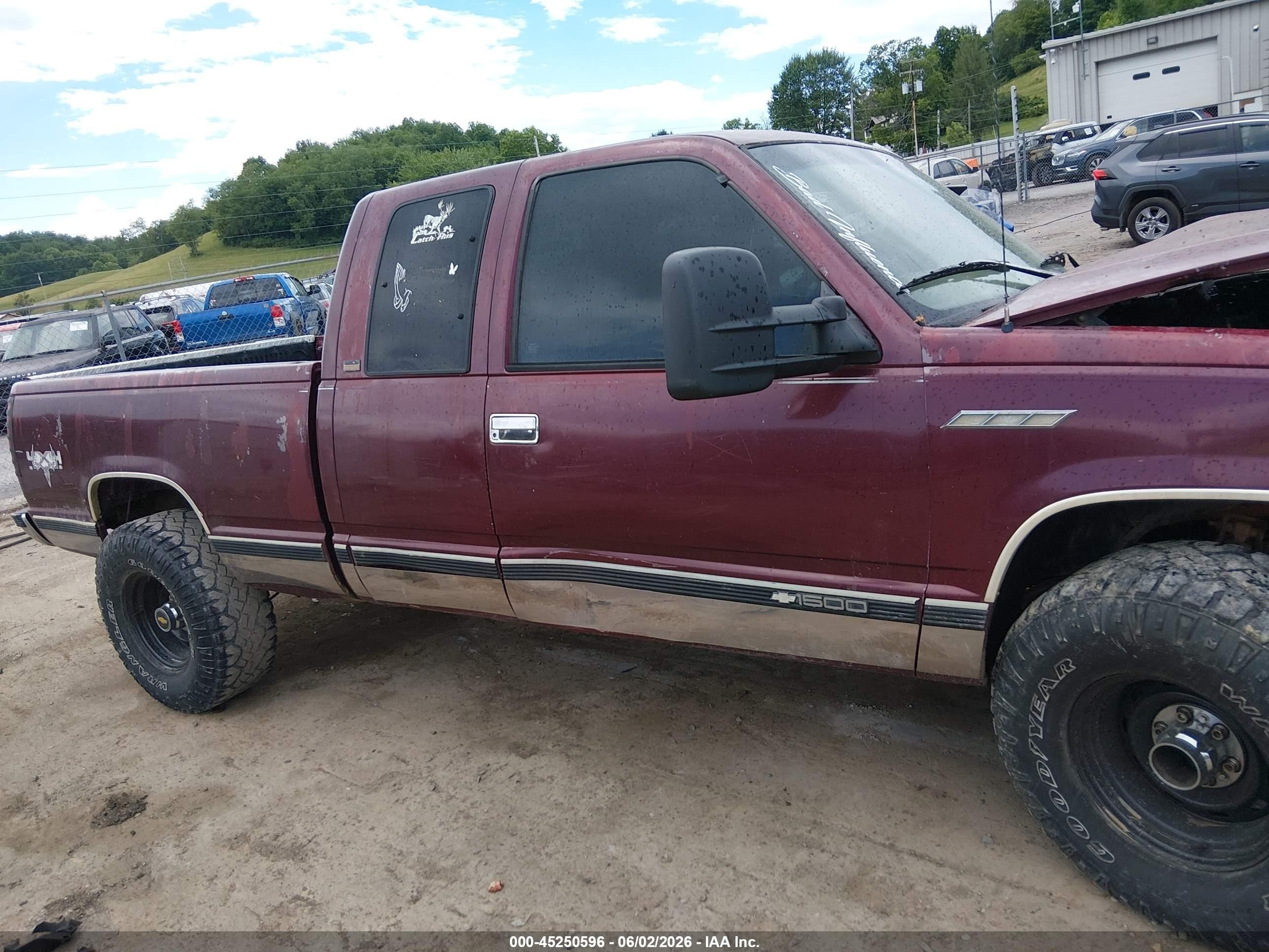 1996 Chevrolet Gmt-400 K1500 Maroon vin: 2GCEK19R1T1216875