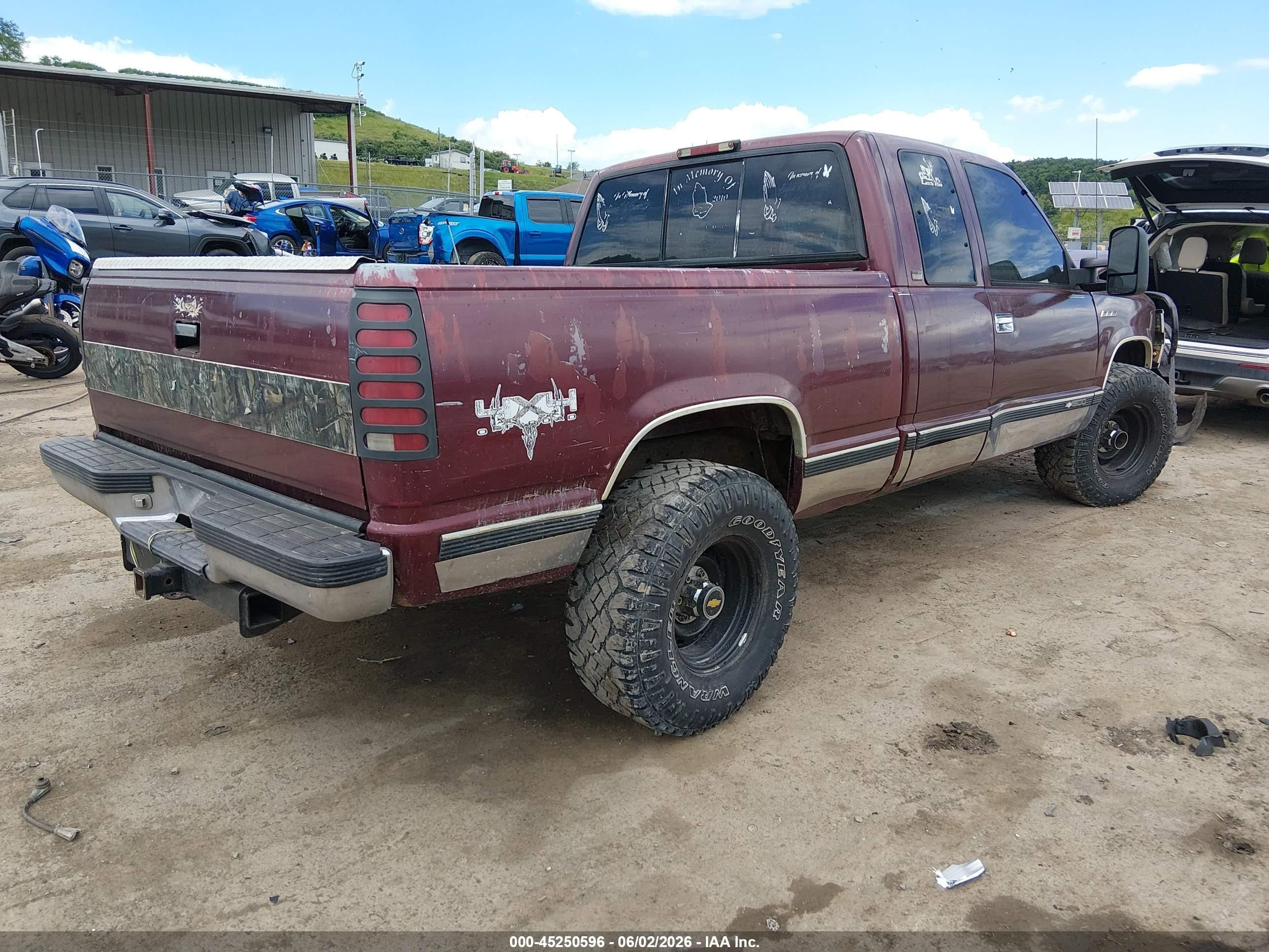 1996 Chevrolet Gmt-400 K1500 Maroon vin: 2GCEK19R1T1216875