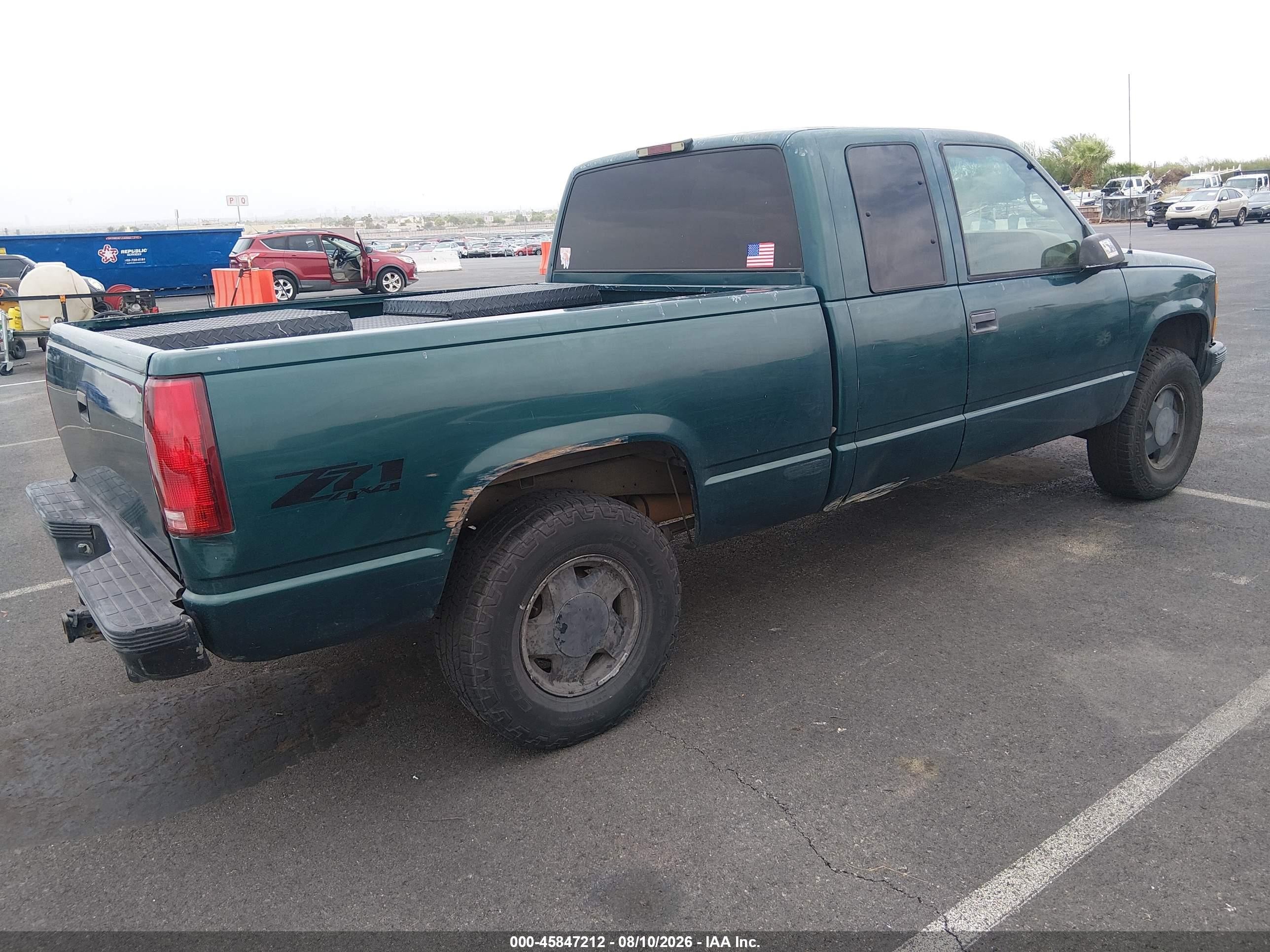 1997 Chevrolet K1500 Fleetside Green vin: 2GCEK19R3V1227704