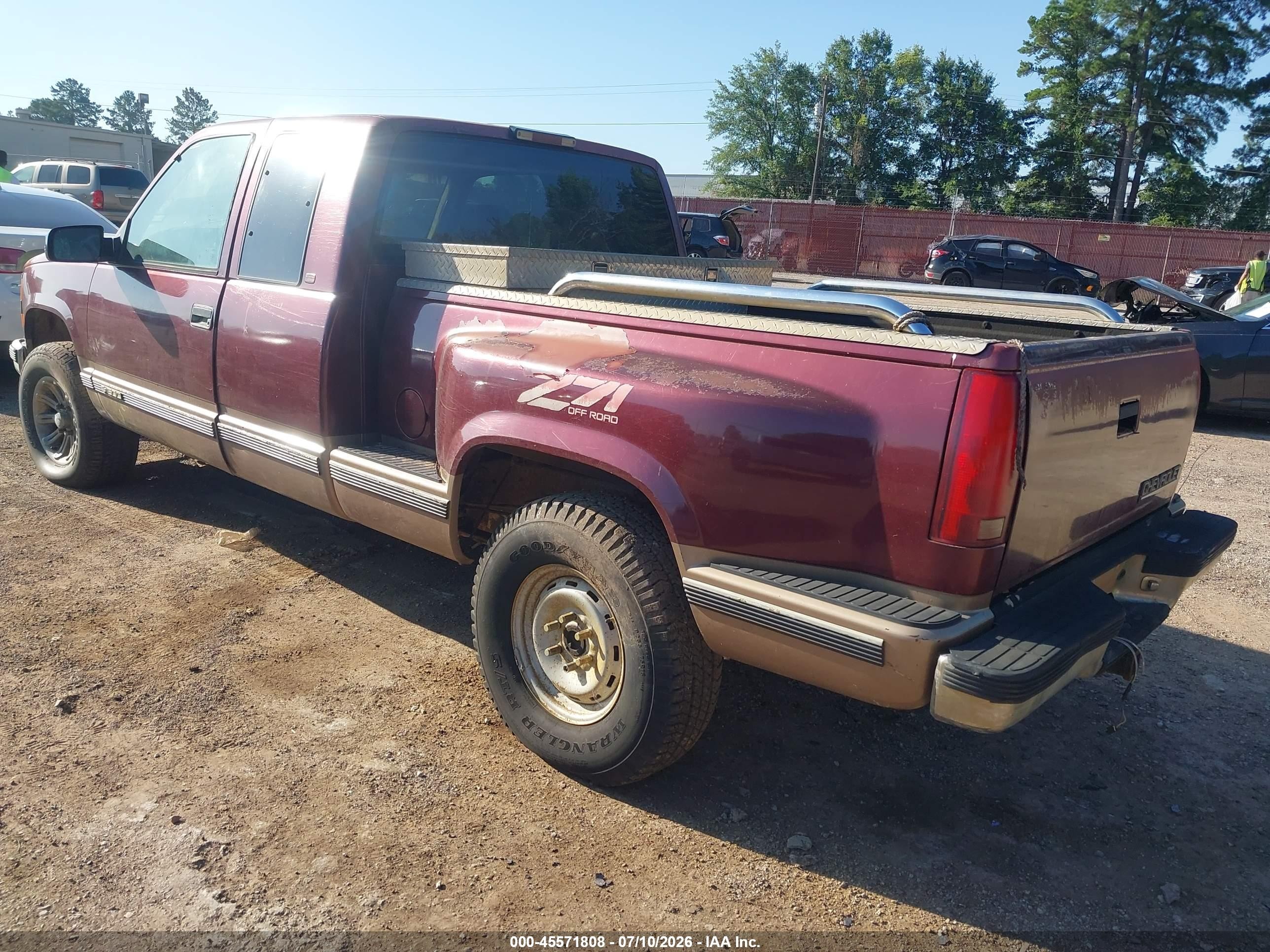 1998 Chevrolet C/k 1500 Sportside Burgundy vin: 2GCEK19R3W1166100