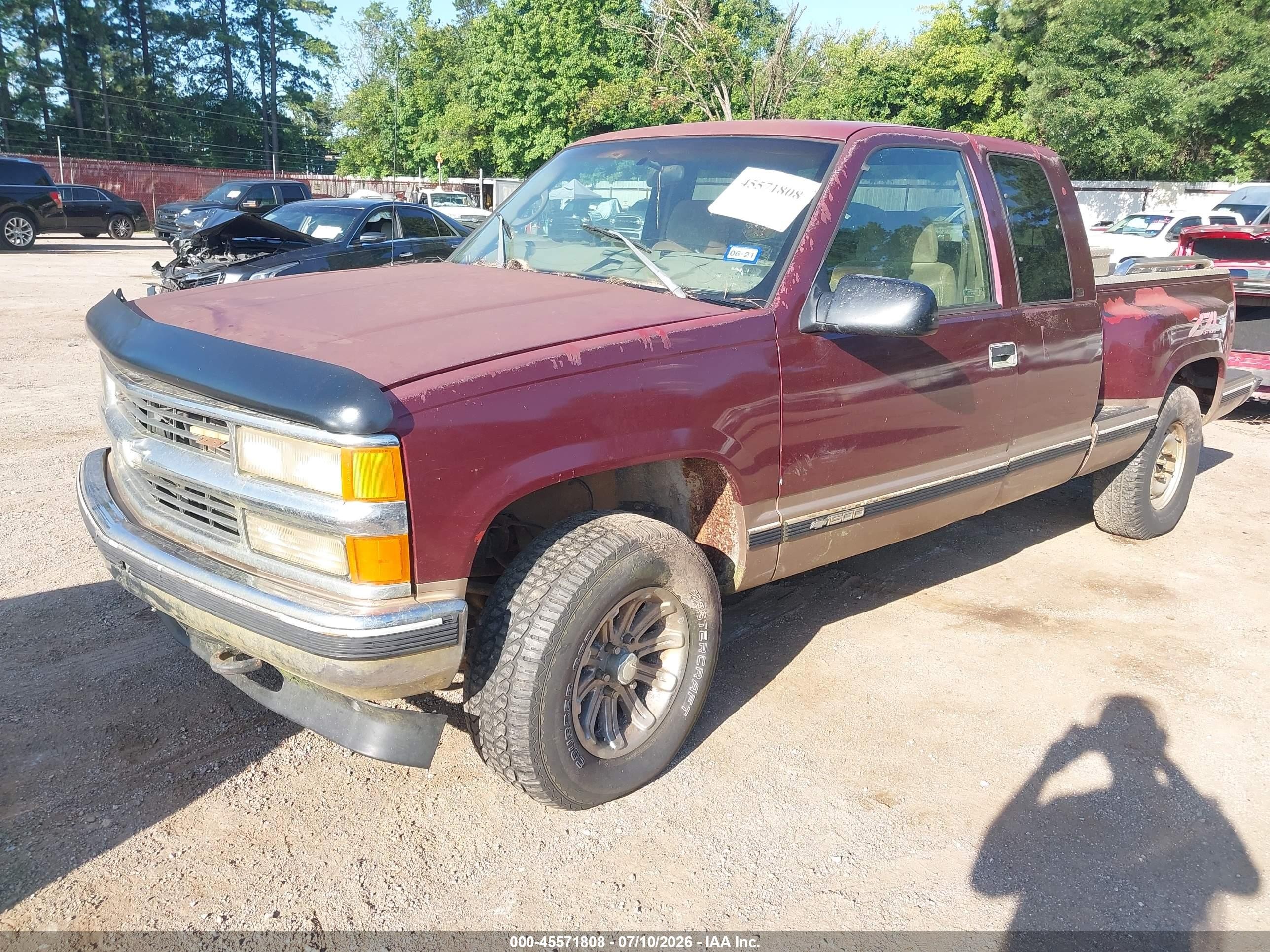 1998 Chevrolet C/k 1500 Sportside Burgundy vin: 2GCEK19R3W1166100