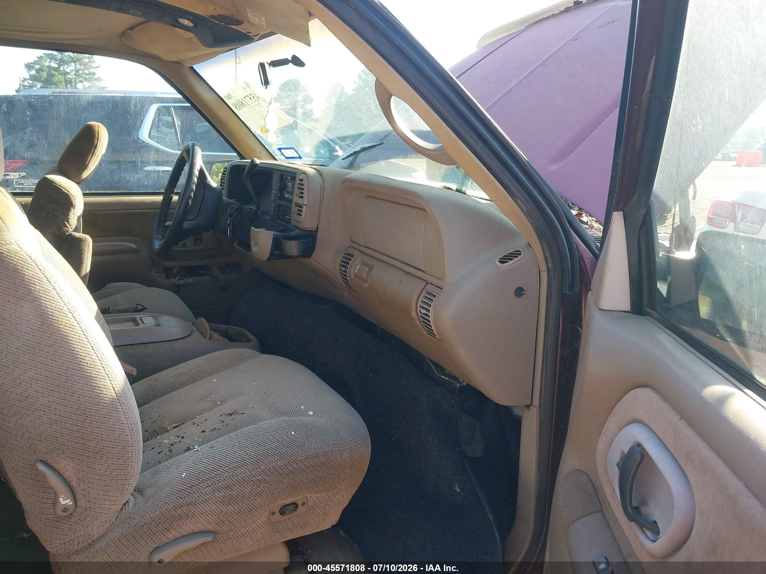1998 Chevrolet C/k 1500 Sportside Burgundy vin: 2GCEK19R3W1166100