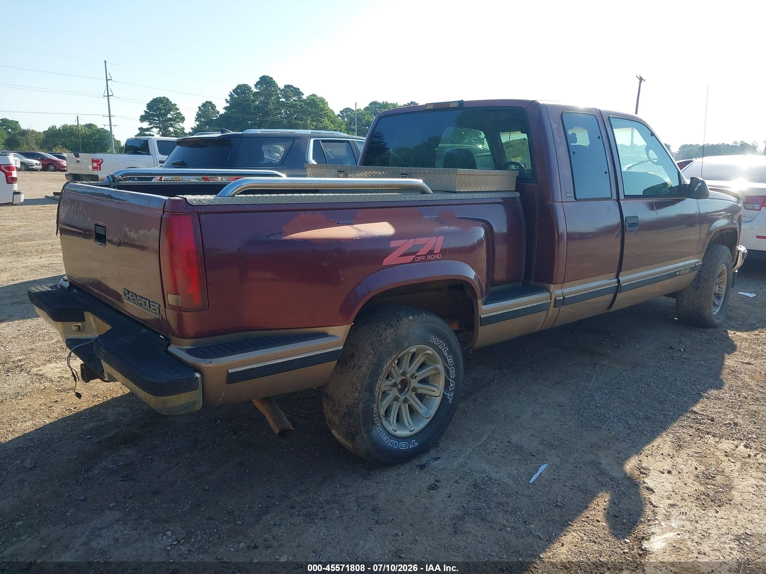 1998 Chevrolet C/k 1500 Sportside Burgundy vin: 2GCEK19R3W1166100