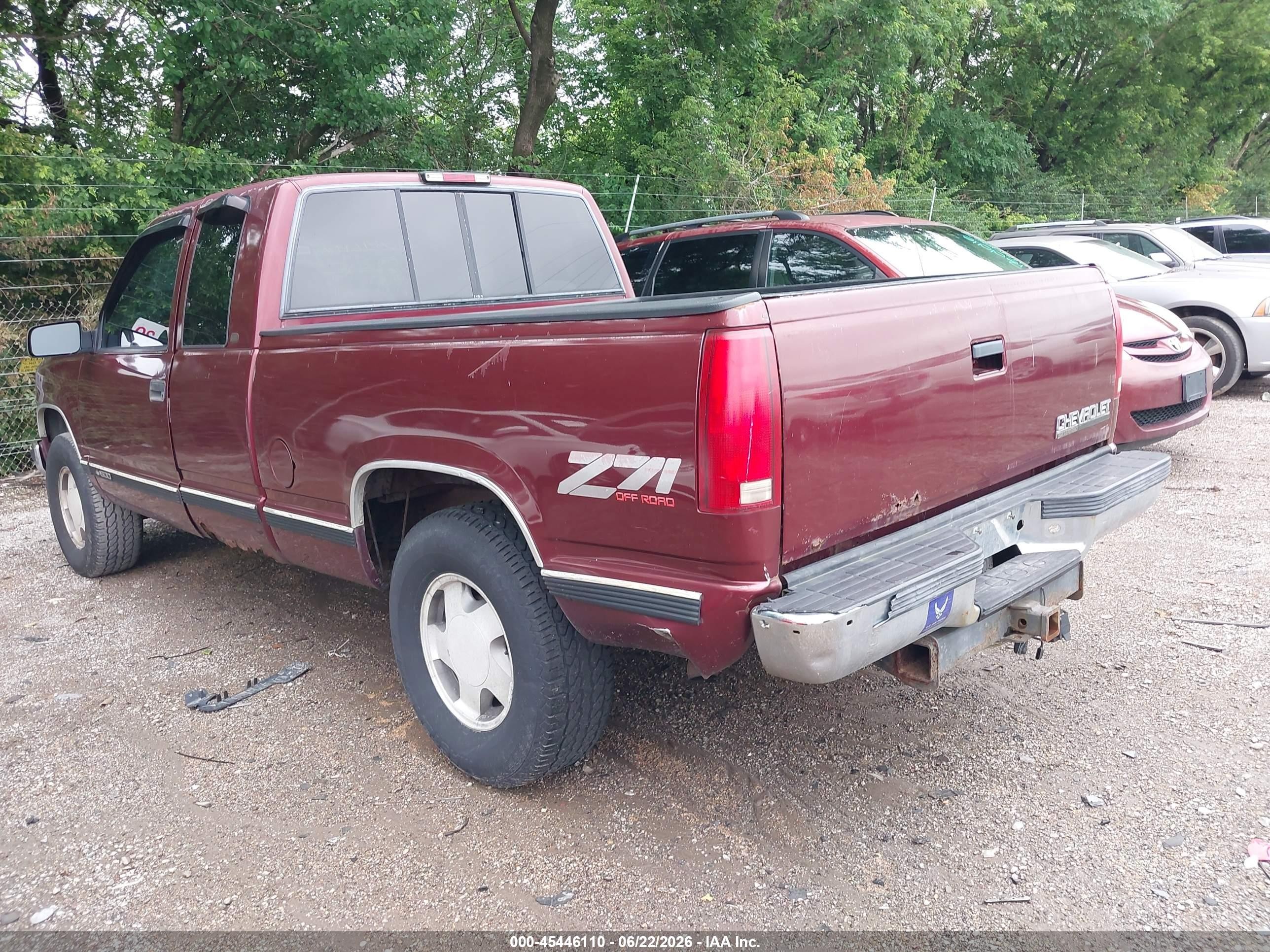 1998 Chevrolet C/k 1500 Fleetside Burgundy vin: 2GCEK19R3W1243015