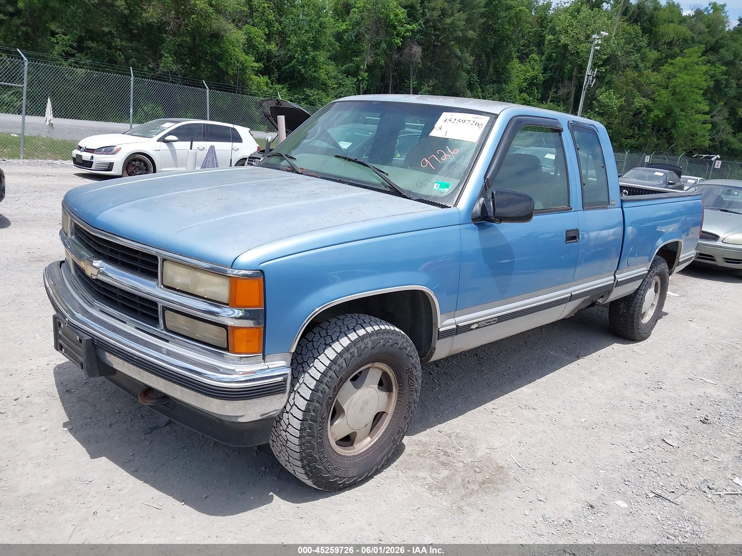 1997 Chevrolet K1500 Fleetside Light Blue vin: 2GCEK19R6V1158815