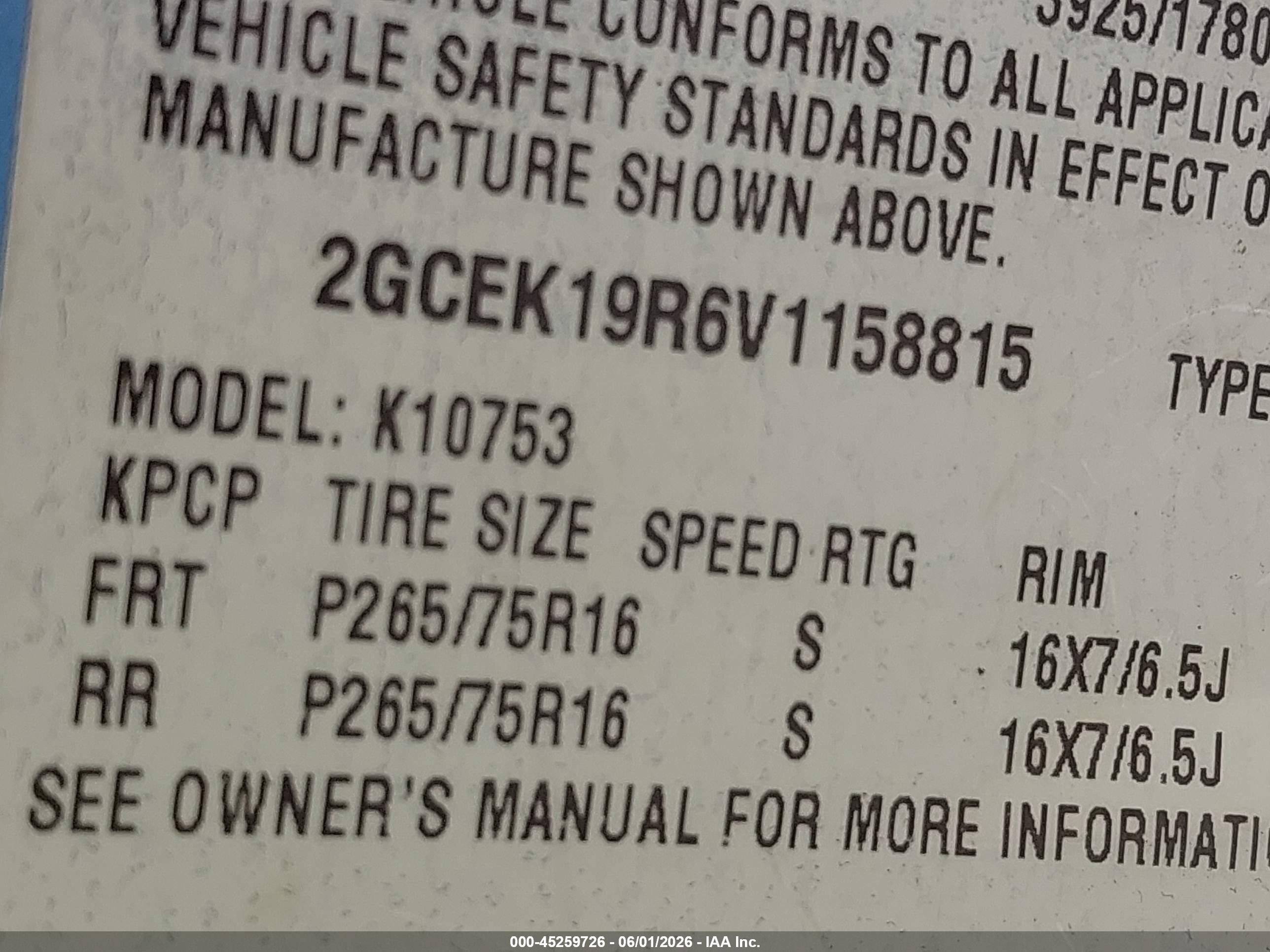 1997 Chevrolet K1500 Fleetside Light Blue vin: 2GCEK19R6V1158815