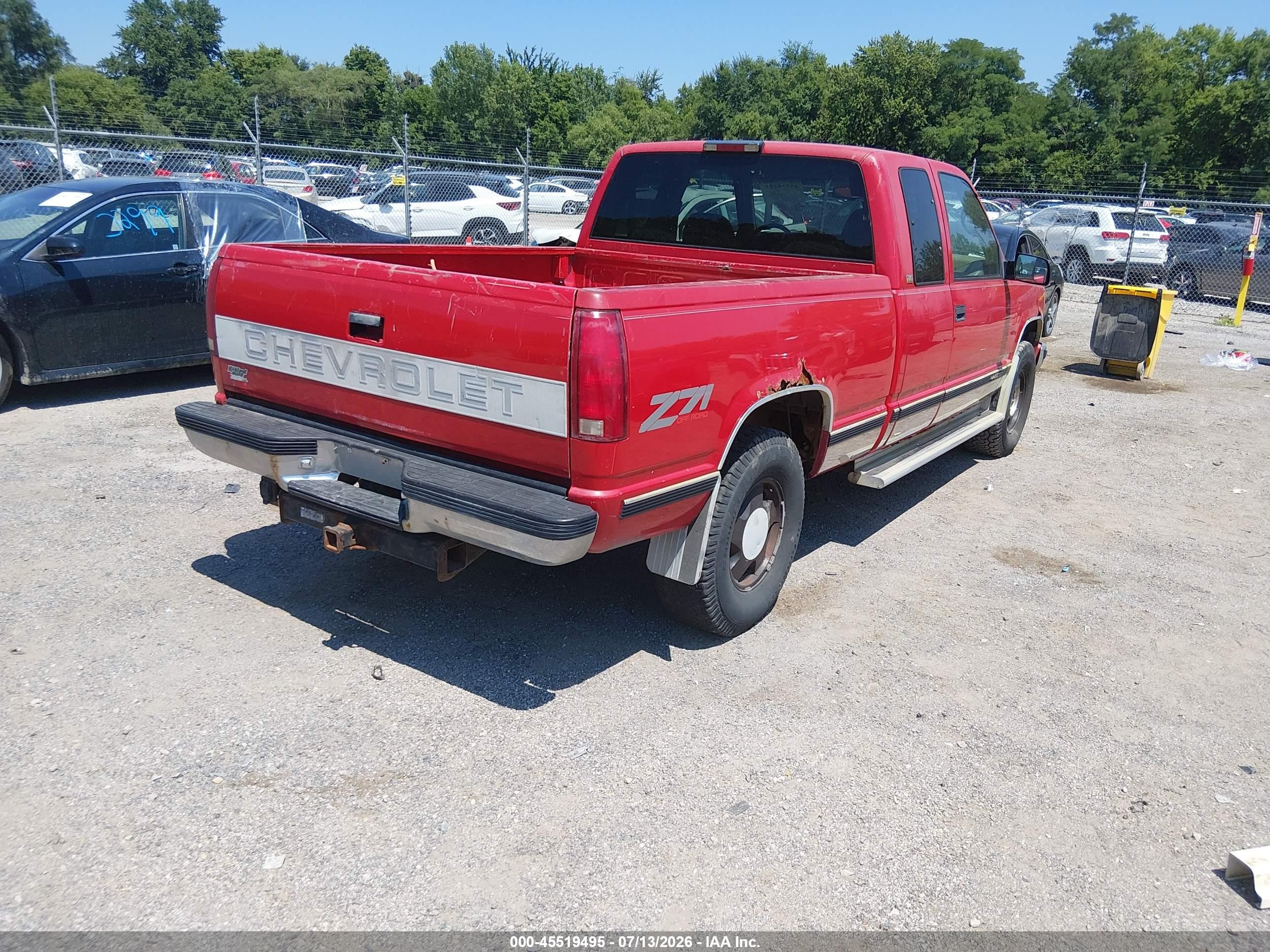 1996 Chevrolet Gmt-400 K1500 Red vin: 2GCEK19R7T1215830