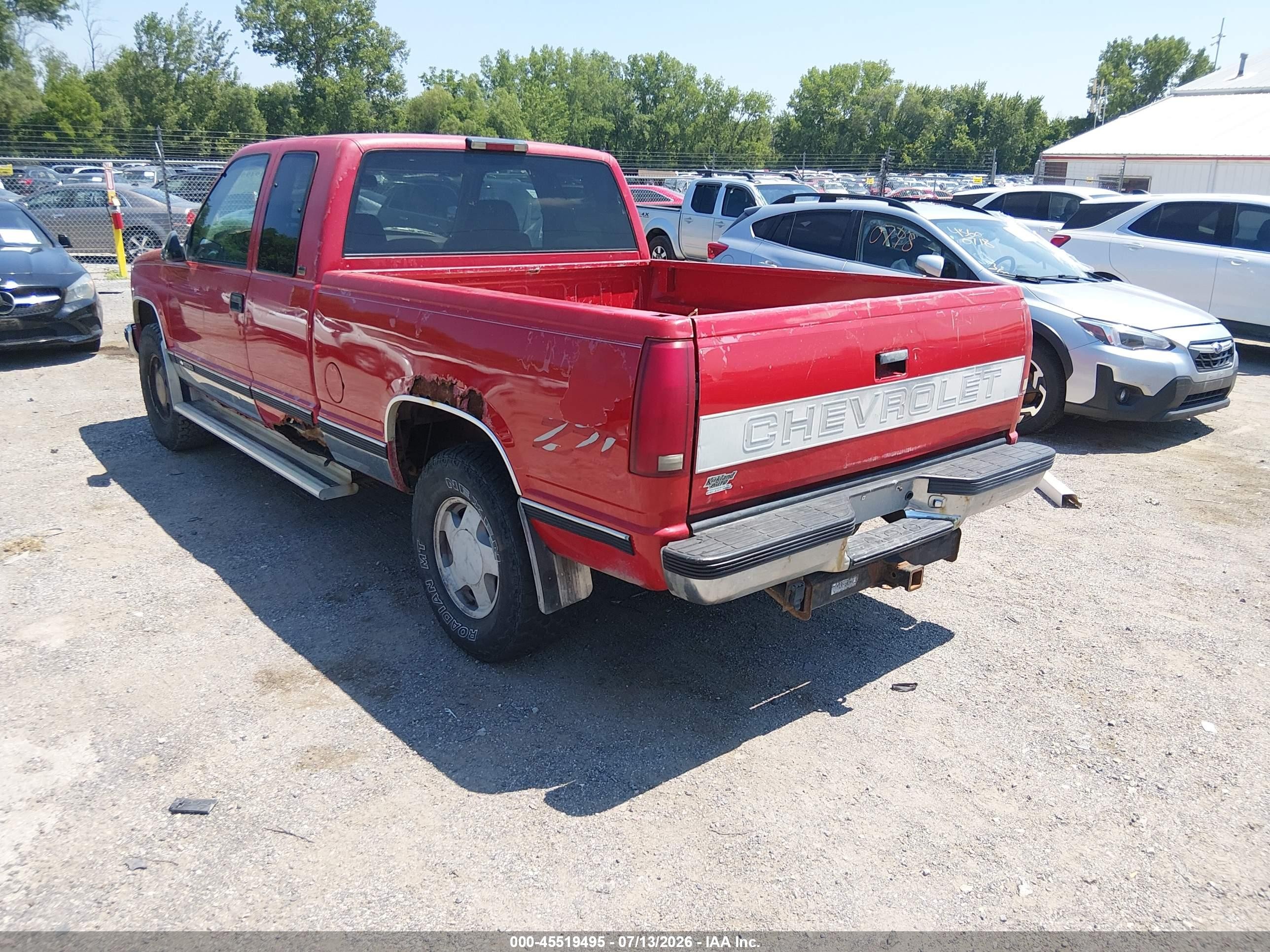 1996 Chevrolet Gmt-400 K1500 Red vin: 2GCEK19R7T1215830