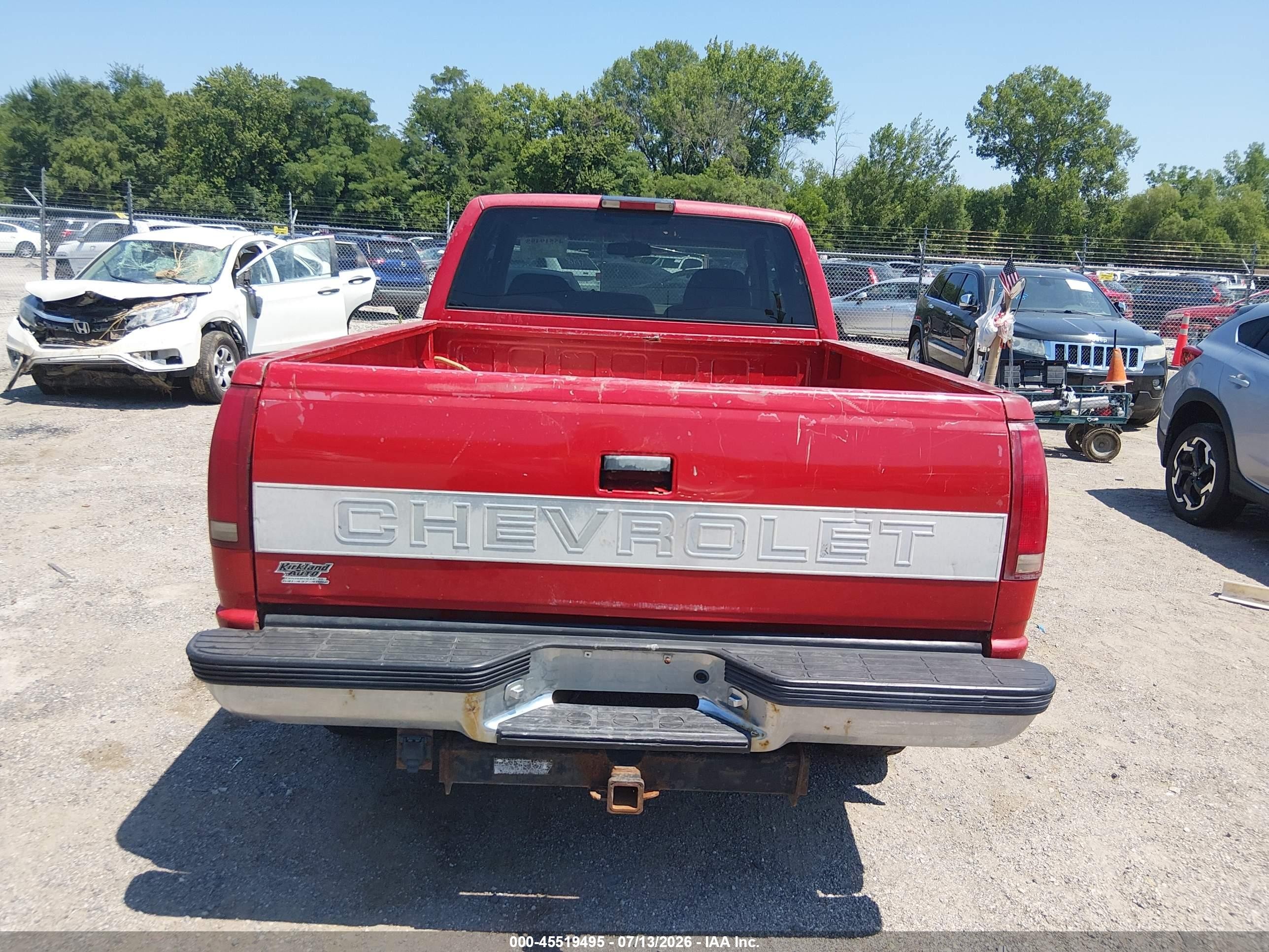 1996 Chevrolet Gmt-400 K1500 Red vin: 2GCEK19R7T1215830