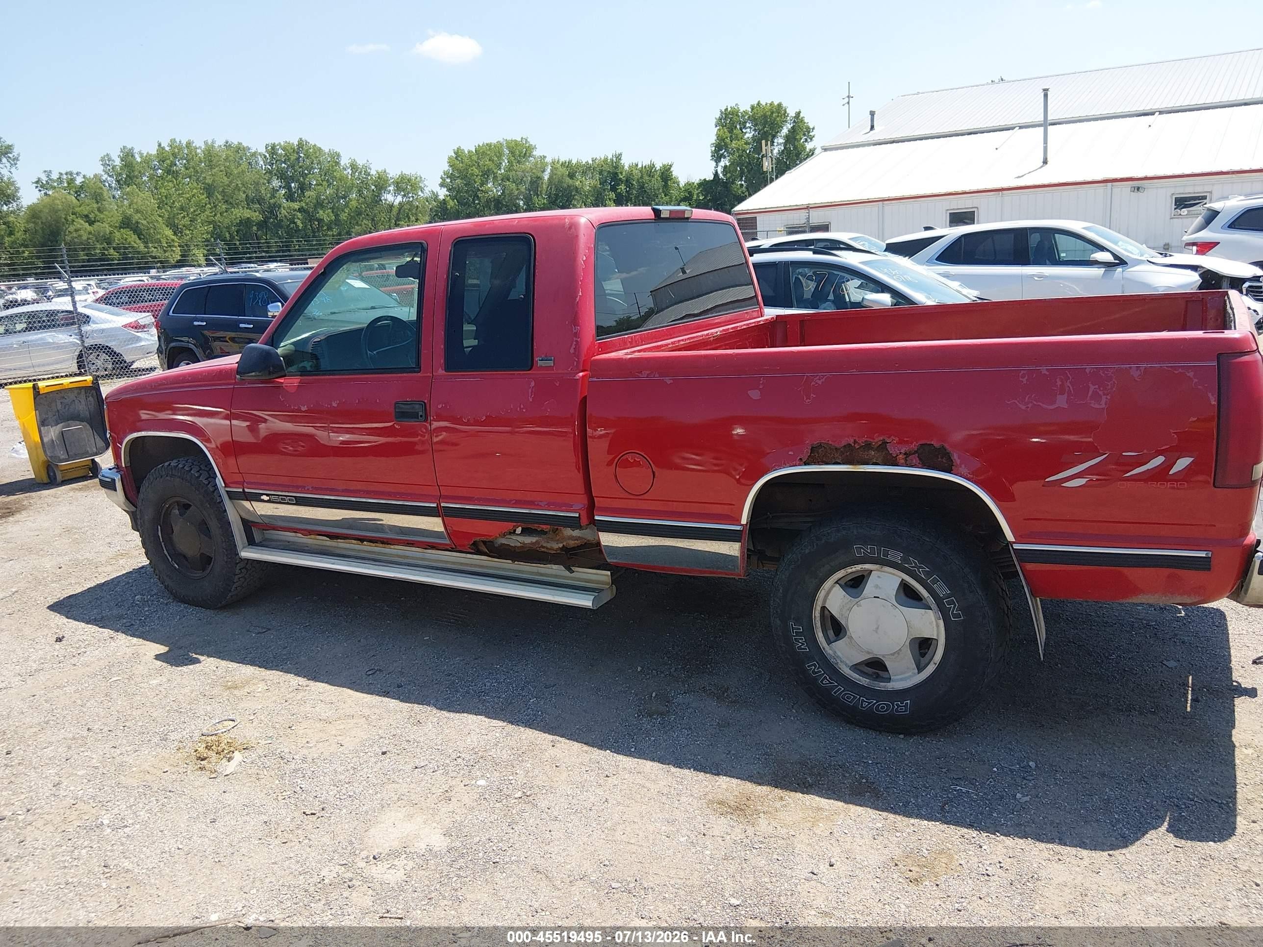 1996 Chevrolet Gmt-400 K1500 Red vin: 2GCEK19R7T1215830