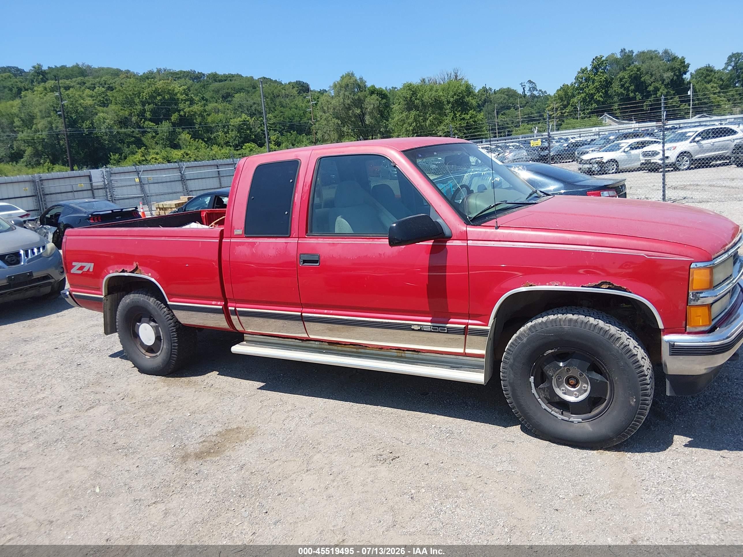 1996 Chevrolet Gmt-400 K1500 Red vin: 2GCEK19R7T1215830