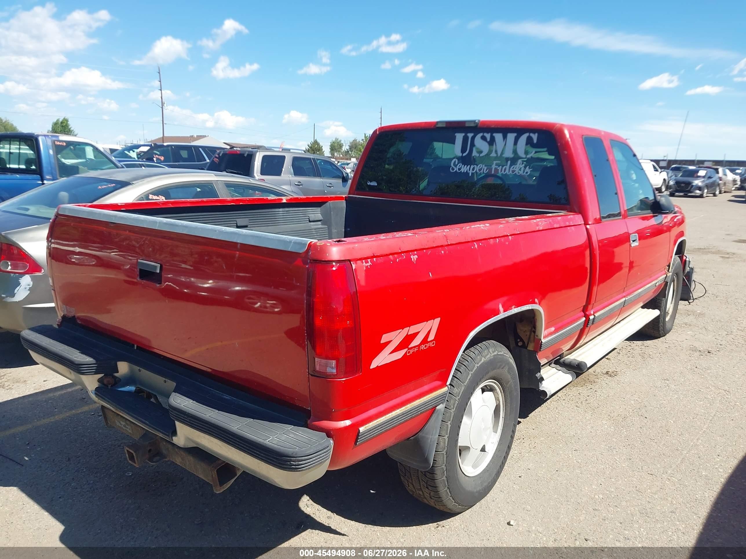 1998 Chevrolet C/k 1500 Fleetside Red vin: 2GCEK19R7W1130491