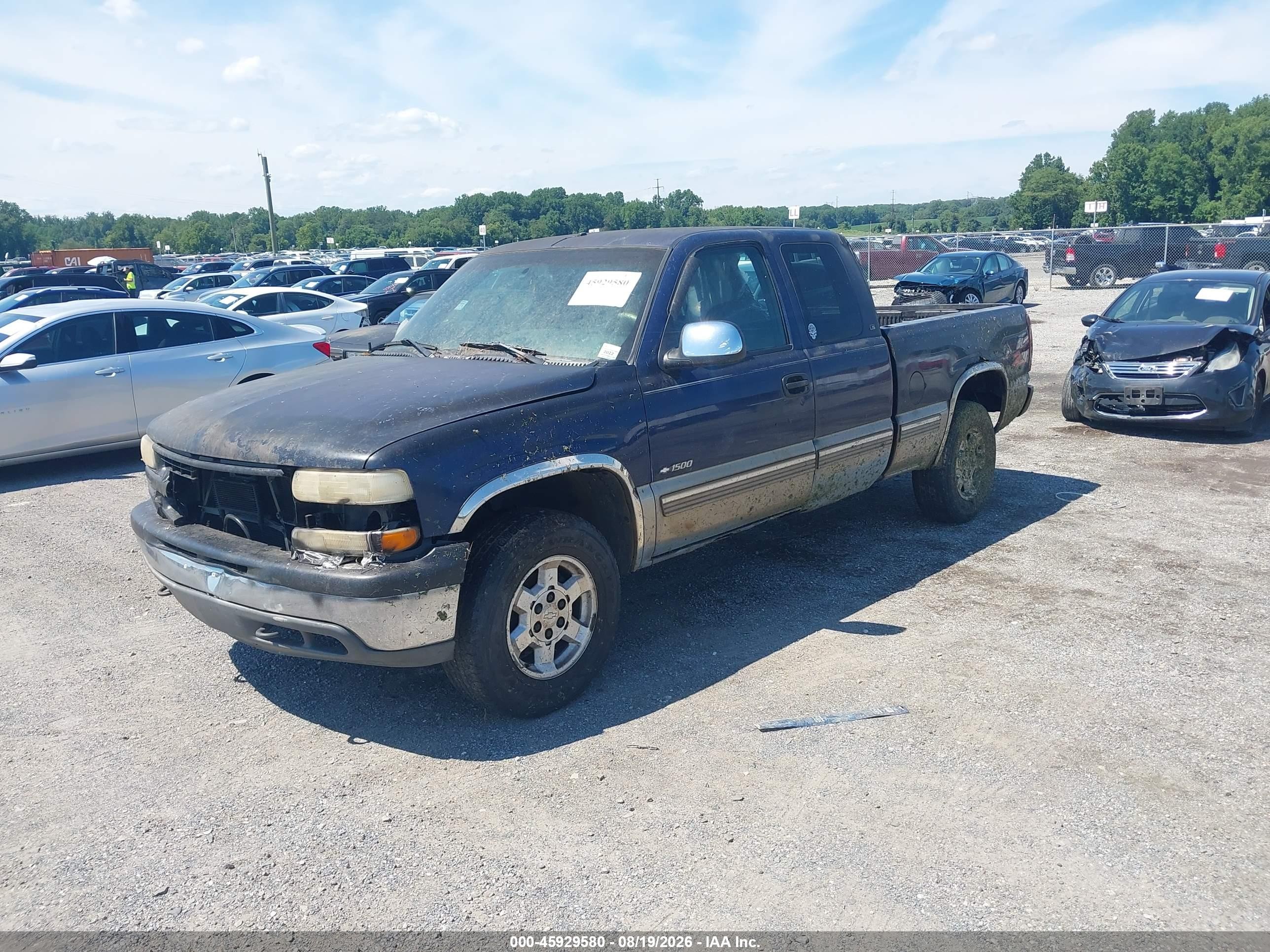 1999 Chevrolet Silverado 1500 Ls Blue vin: 2GCEK19T1X1139121