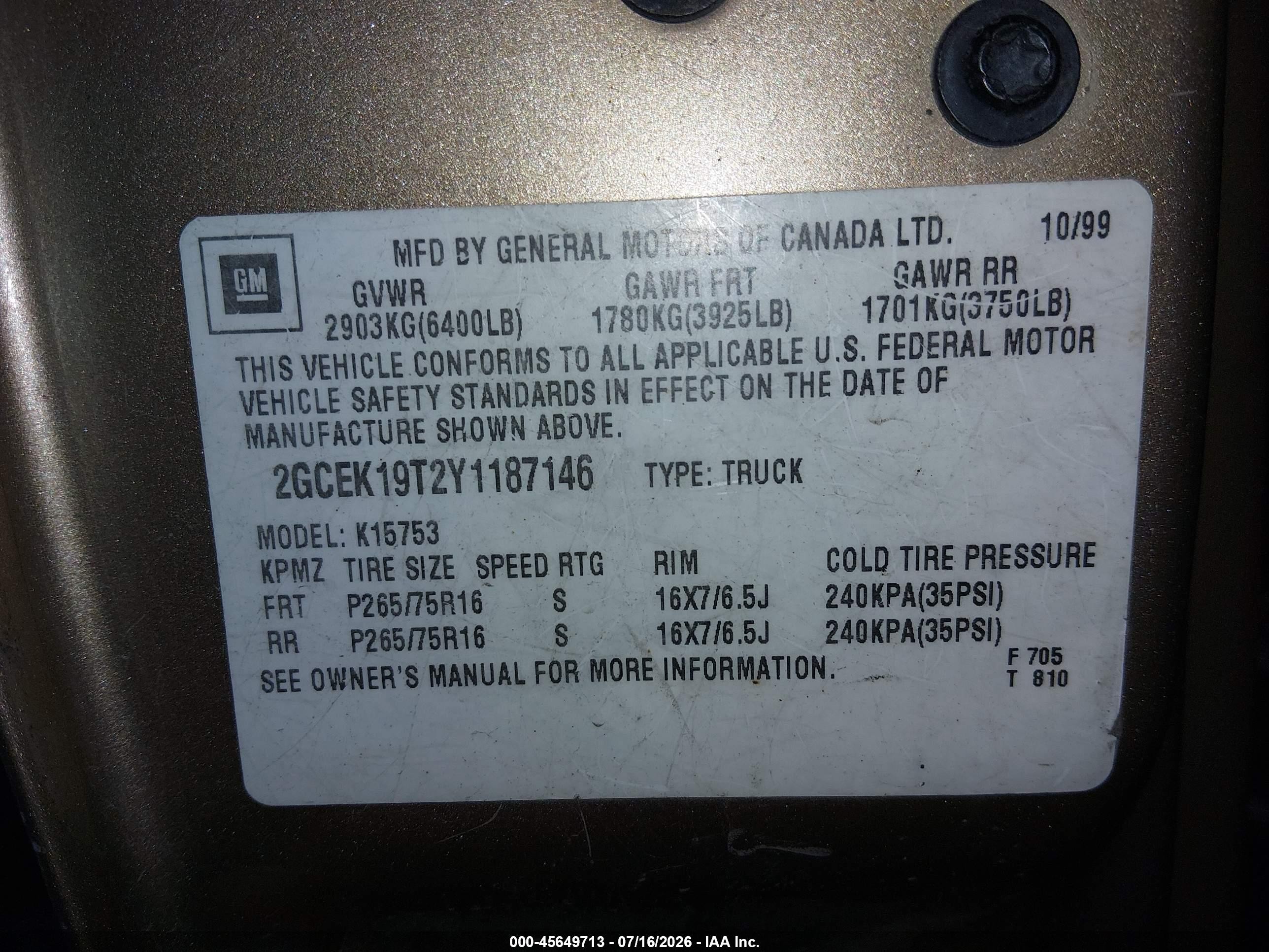 2000 Chevrolet Silverado 1500 Ls Золотой vin: 2GCEK19T2Y1187146