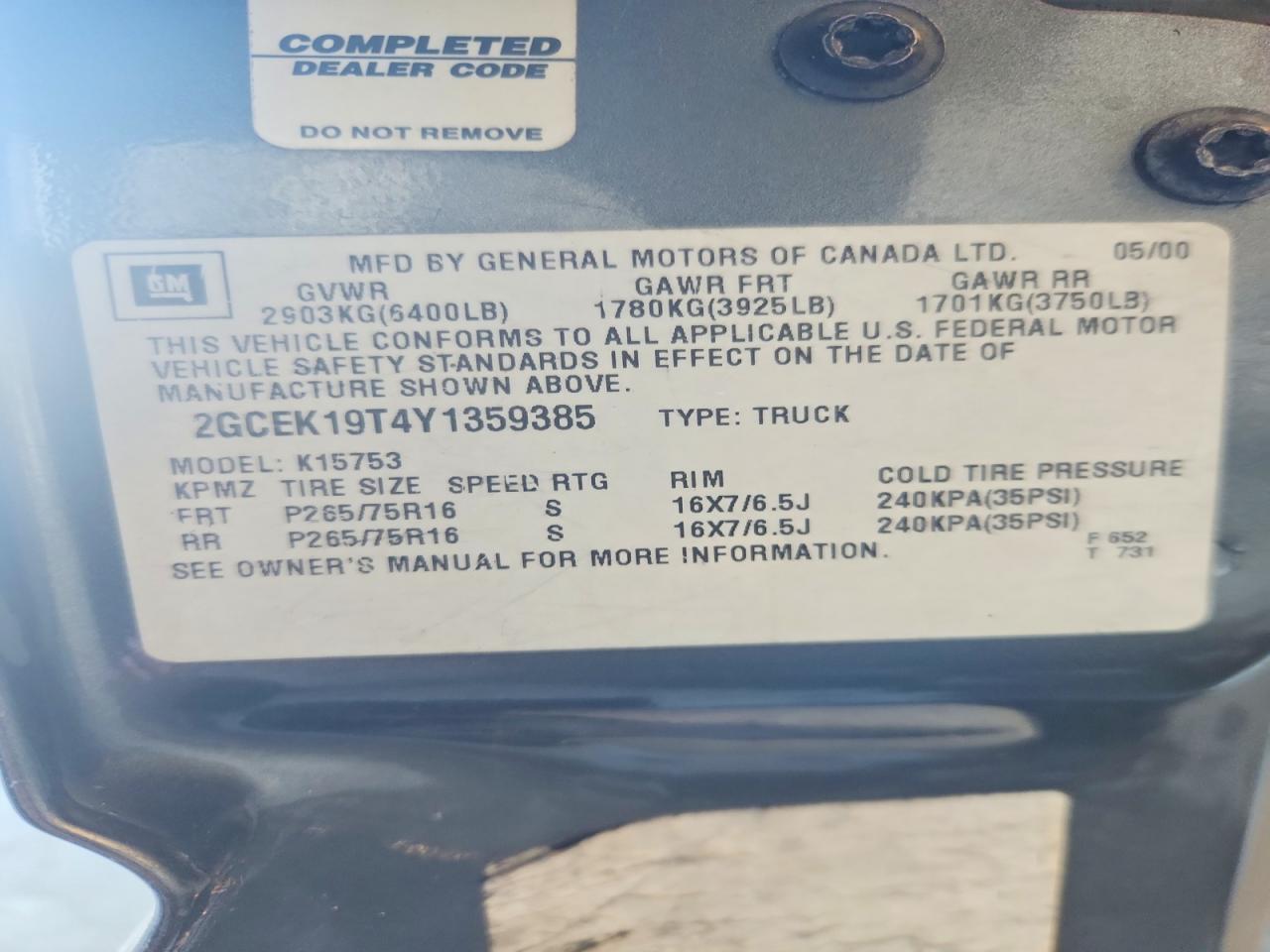 2000 Chevrolet Silverado K1500 Gray vin: 2GCEK19T4Y1359385